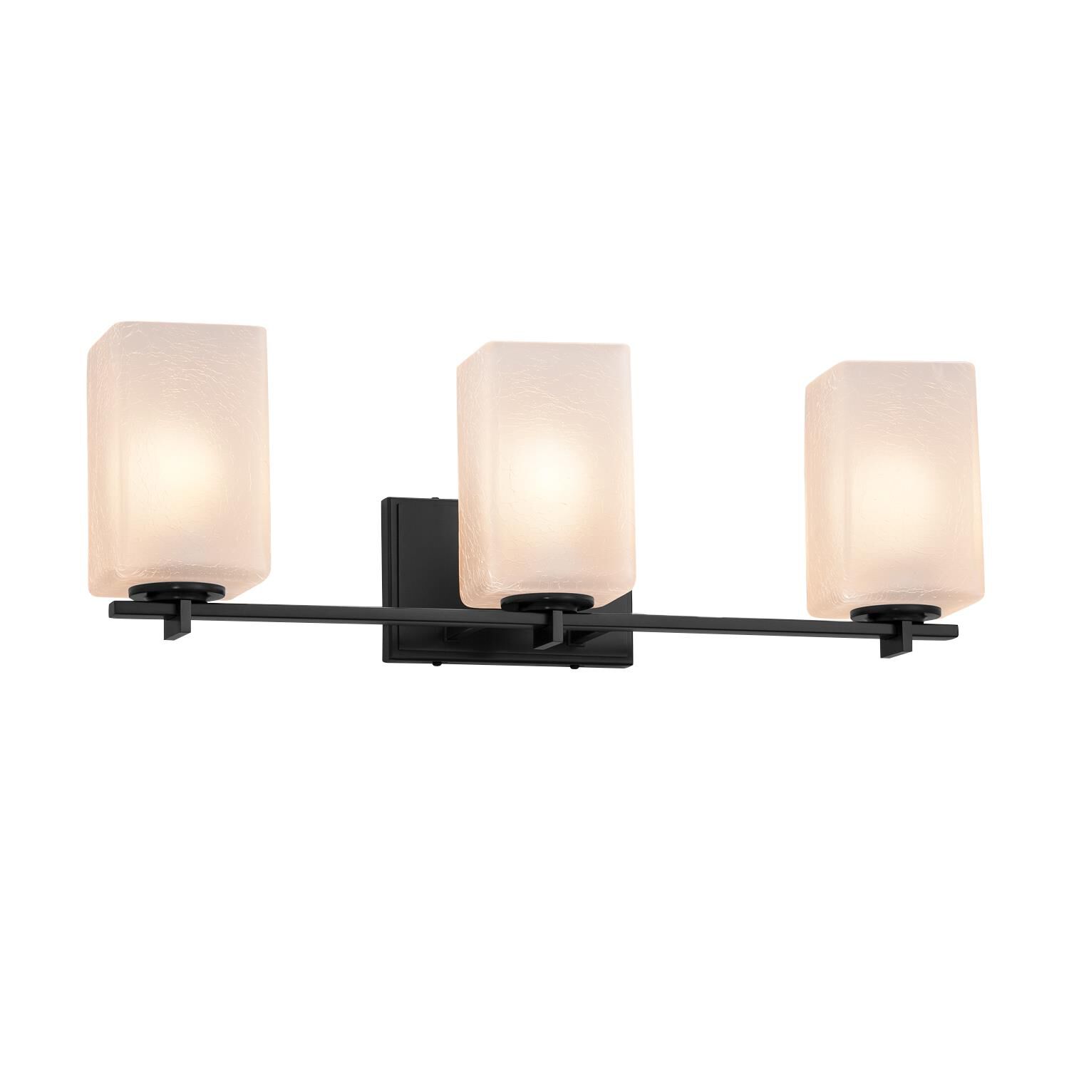 Shown in Matte Black finish and Artisan glass and Frosted Crackle shade and Square with Flat Rim accent