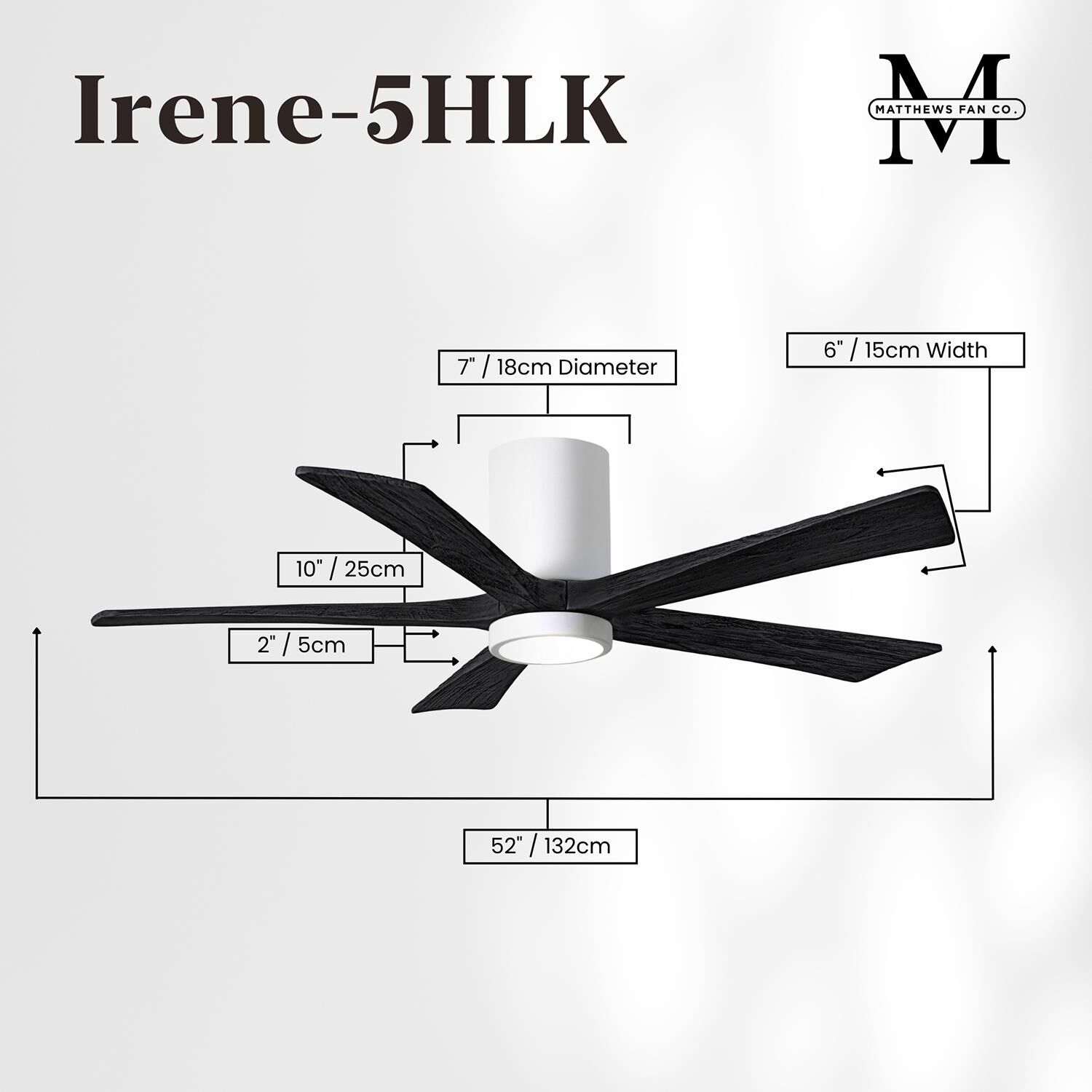 Irene 52 Inch Flush Mount Fan with Light Kit by Matthews Fan Company