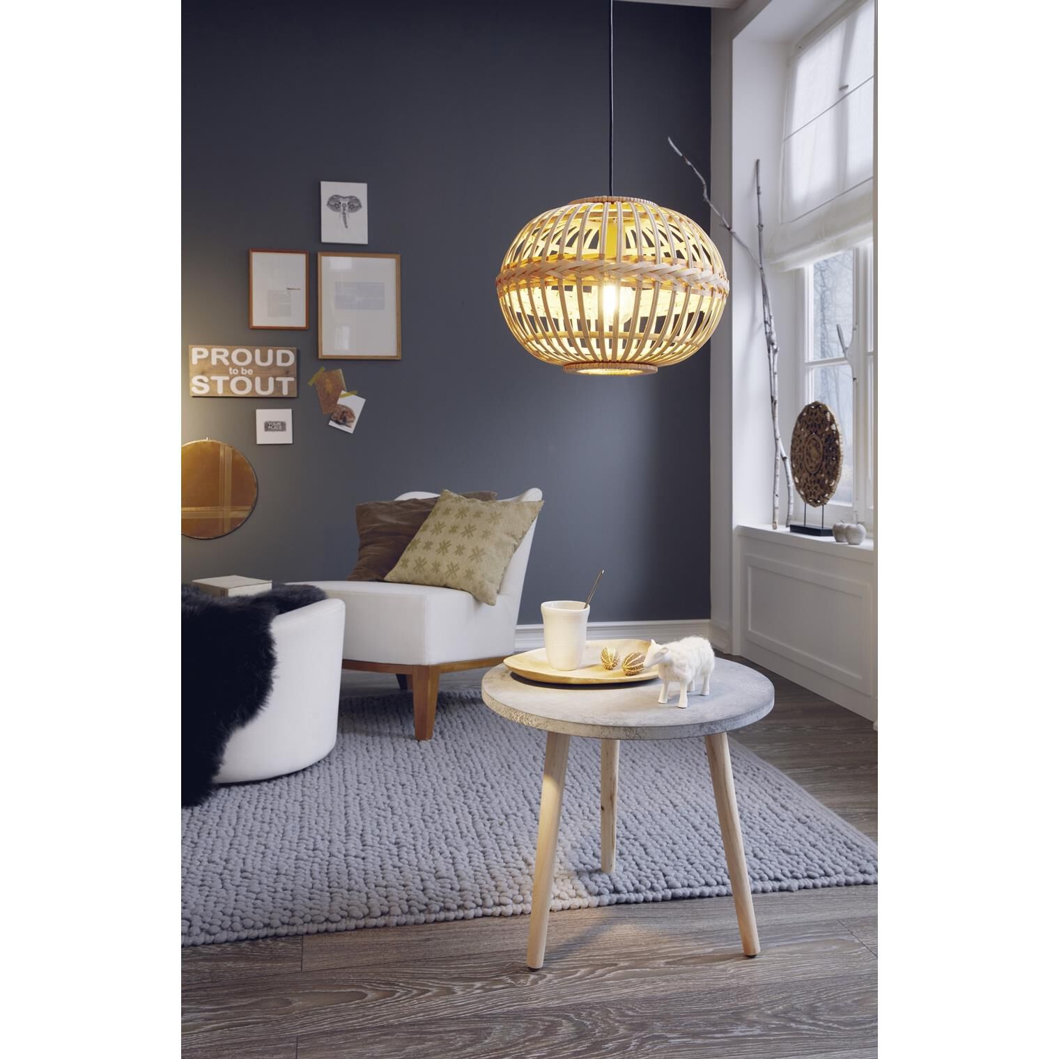 Shown in Brown finish and Brown Wood shade