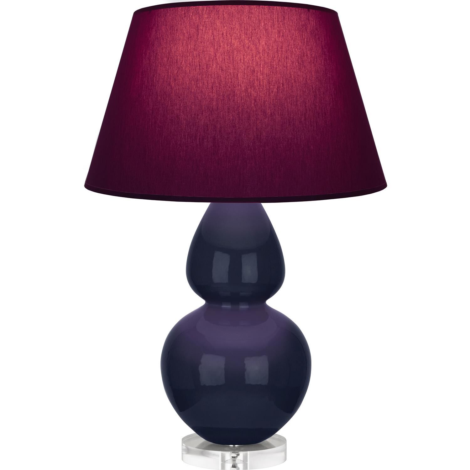 Shown in Midnight Blue finish and Plum and Lavender shade and Lucite accent
