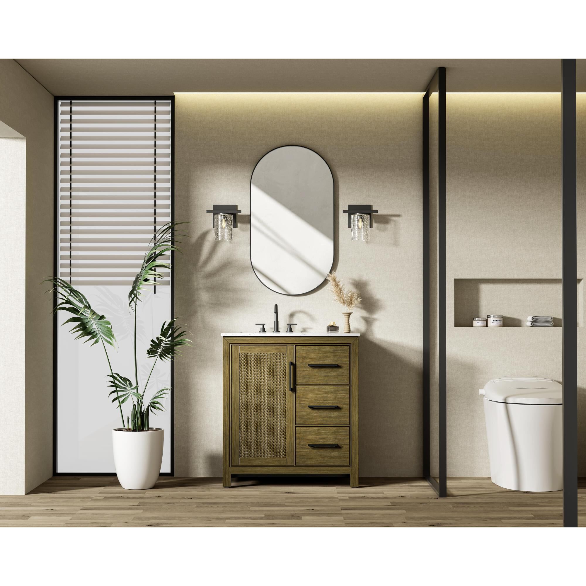 Shown in Hazel Oak finish