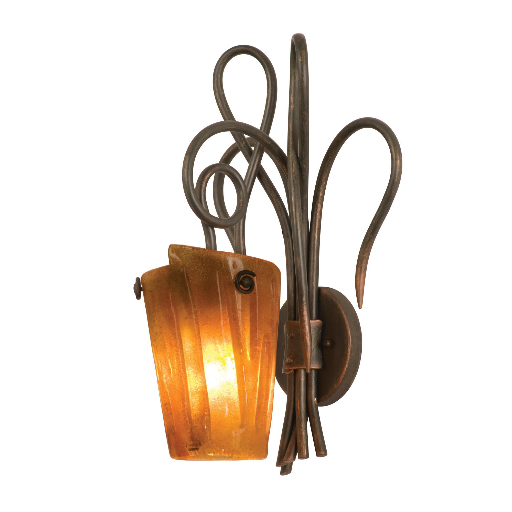 Shown in Antique Copper finish and Flame glass