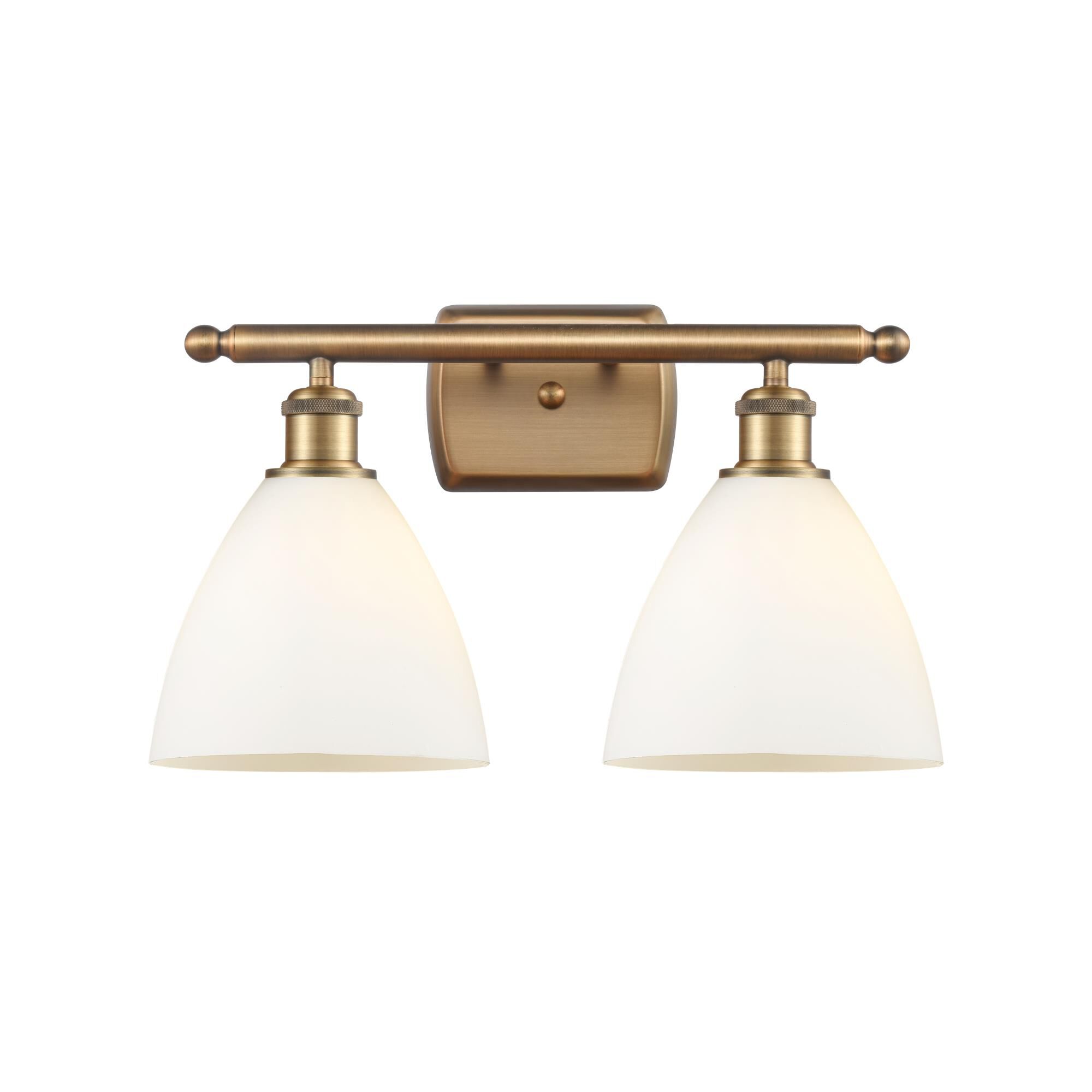 Shown in Brushed Brass finish and Cased Matte White Ballston Dome glass