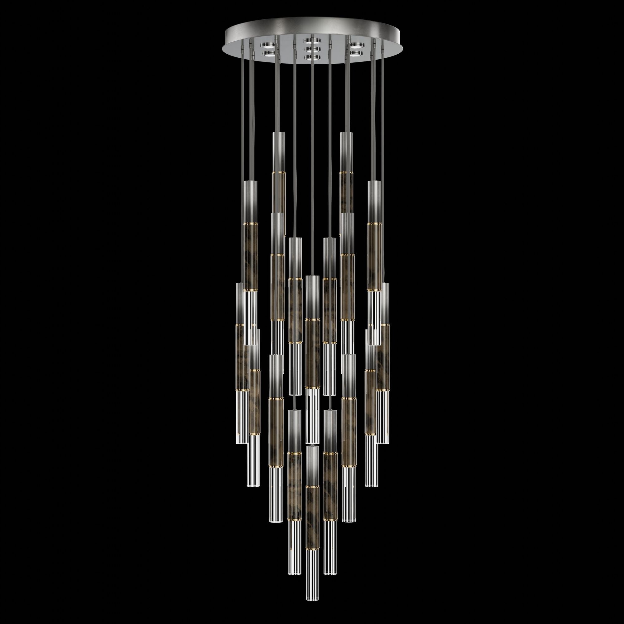 Shown in Silver finish and True crystal and False glass