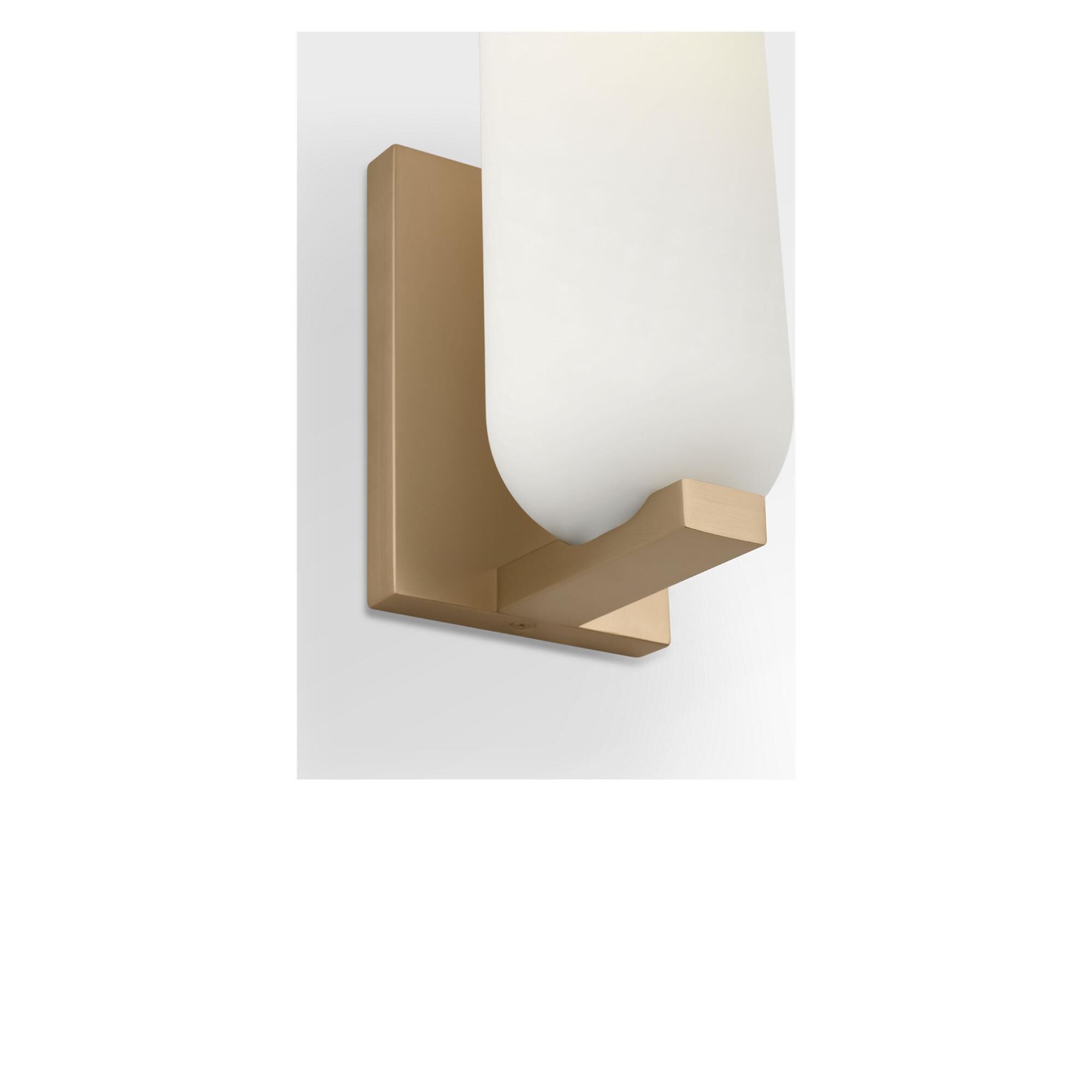 Shown in Satin Brass finish and Etched White glass