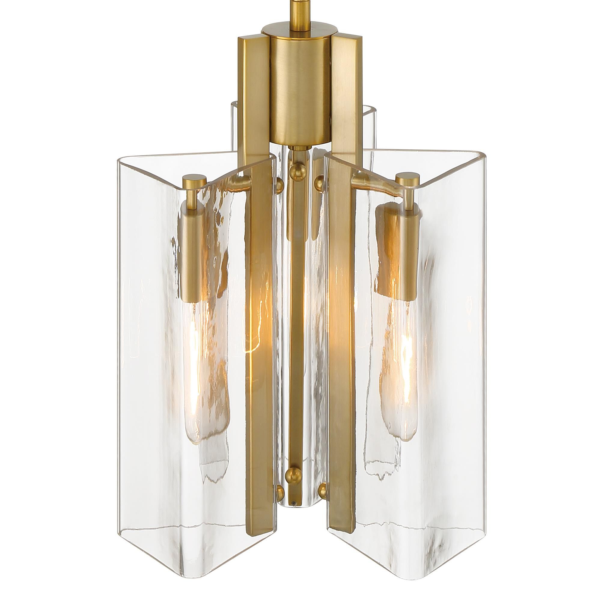 Shown in Brushed Gold finish and Clear glass