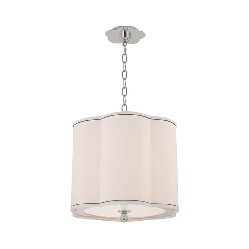 Shown in Polished Nickel finish and White Faux Silk shade