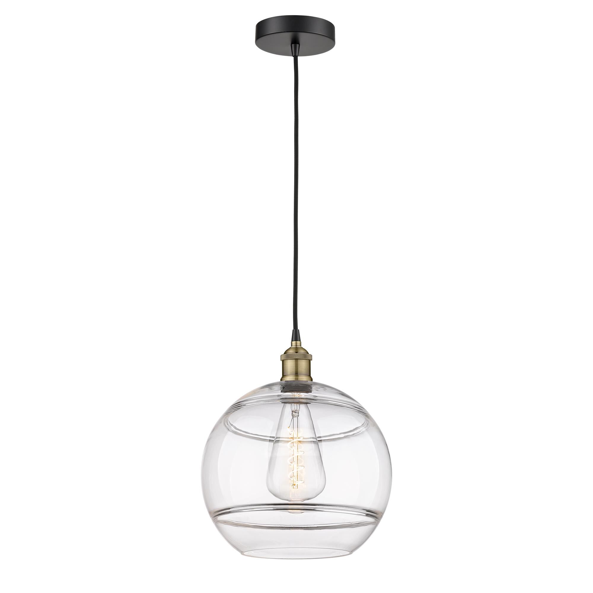 Shown in Black Antique Brass finish and Clear glass