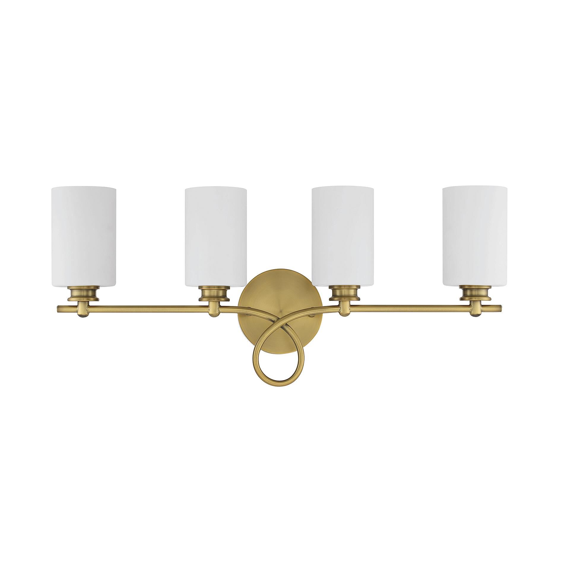 Shown in Warm Brass finish and White glass