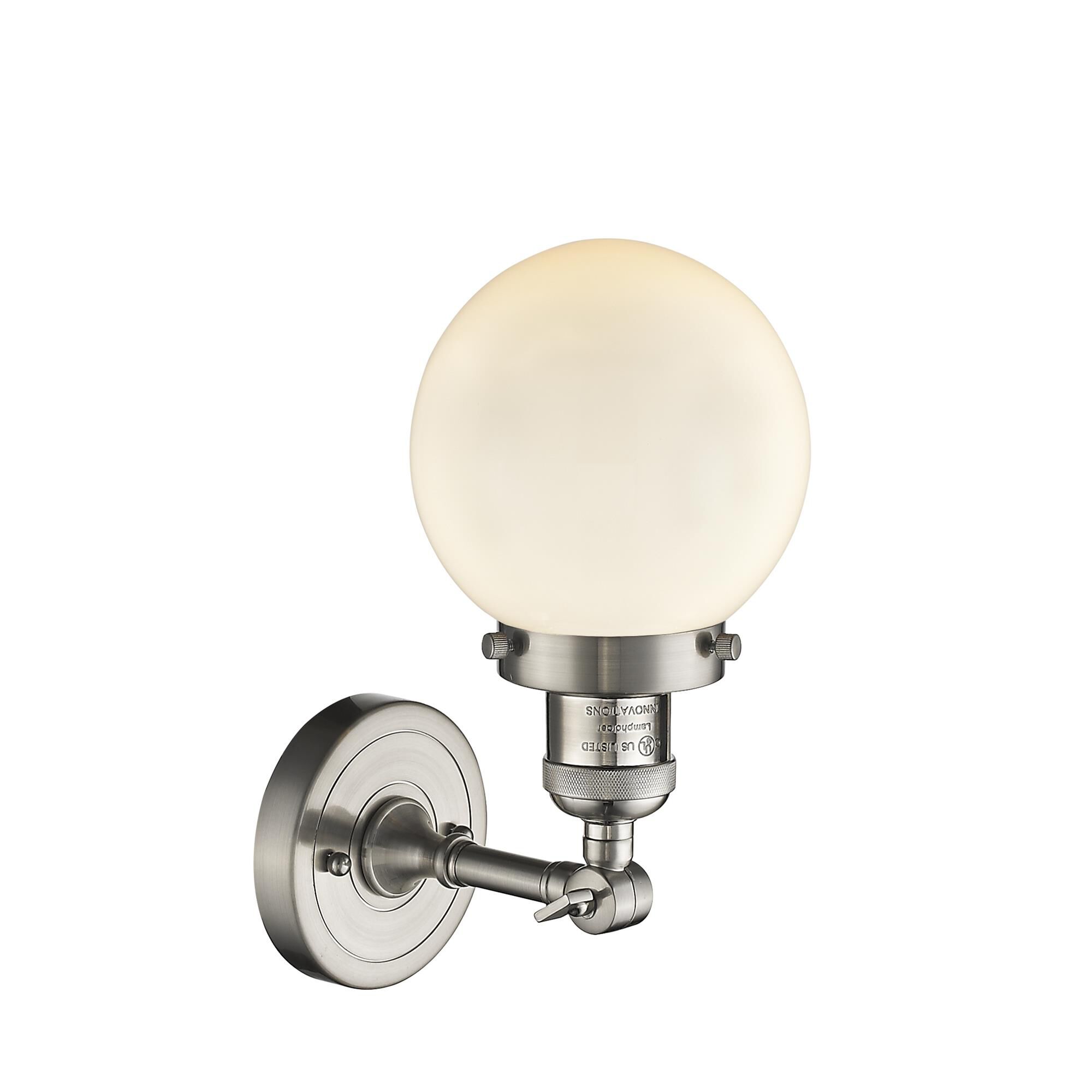 Shown in Brushed Satin Nickel finish and Matte White Cased glass and No Accent accent