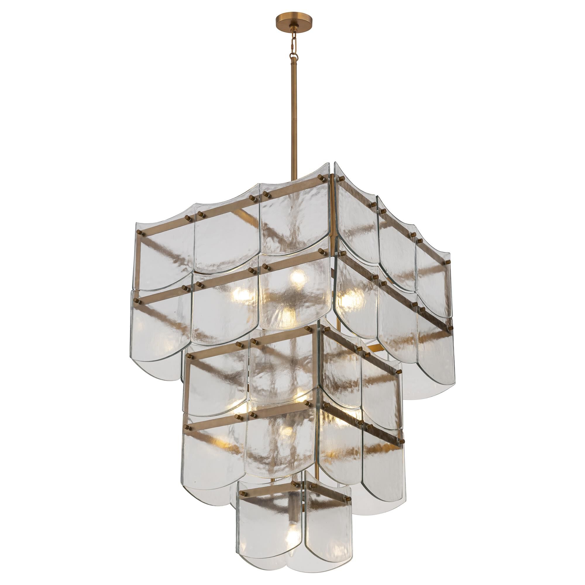 Shown in Legacy Brass finish and Textured Clear glass