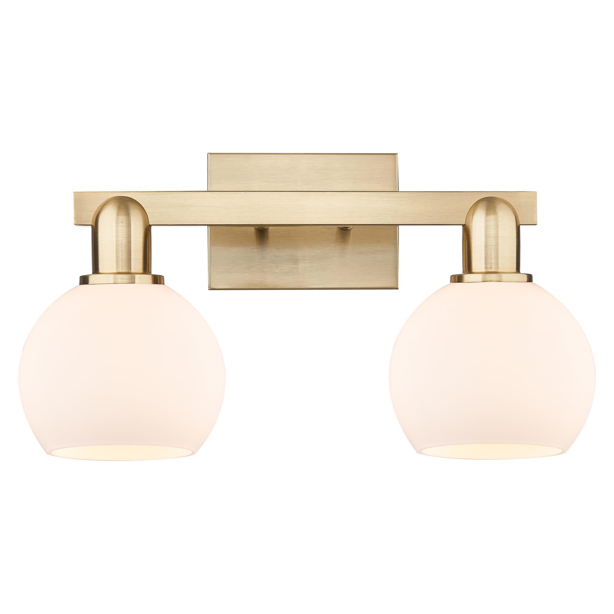 Shown in Champagne Bronze finish and Matte White glass