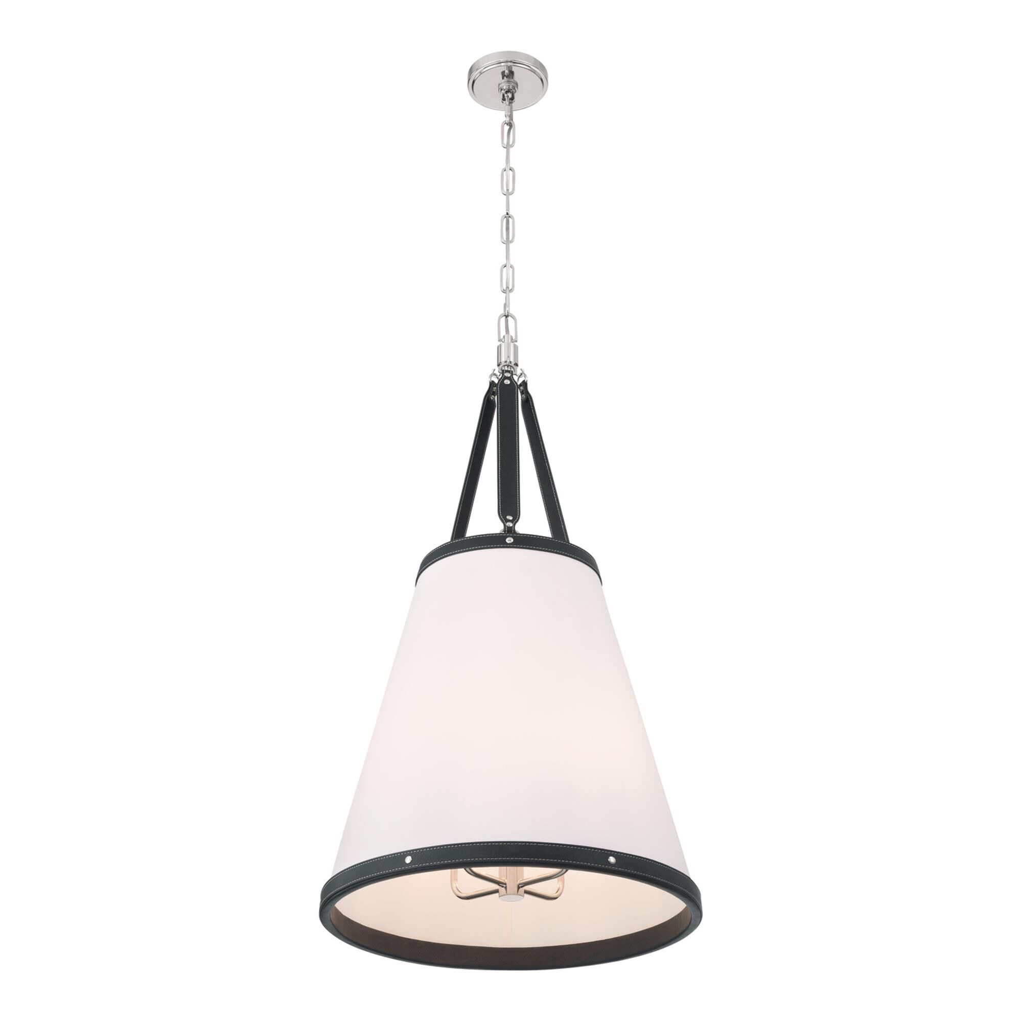 Shown in Polished Nickel finish and Fabric glass and Fabric shade