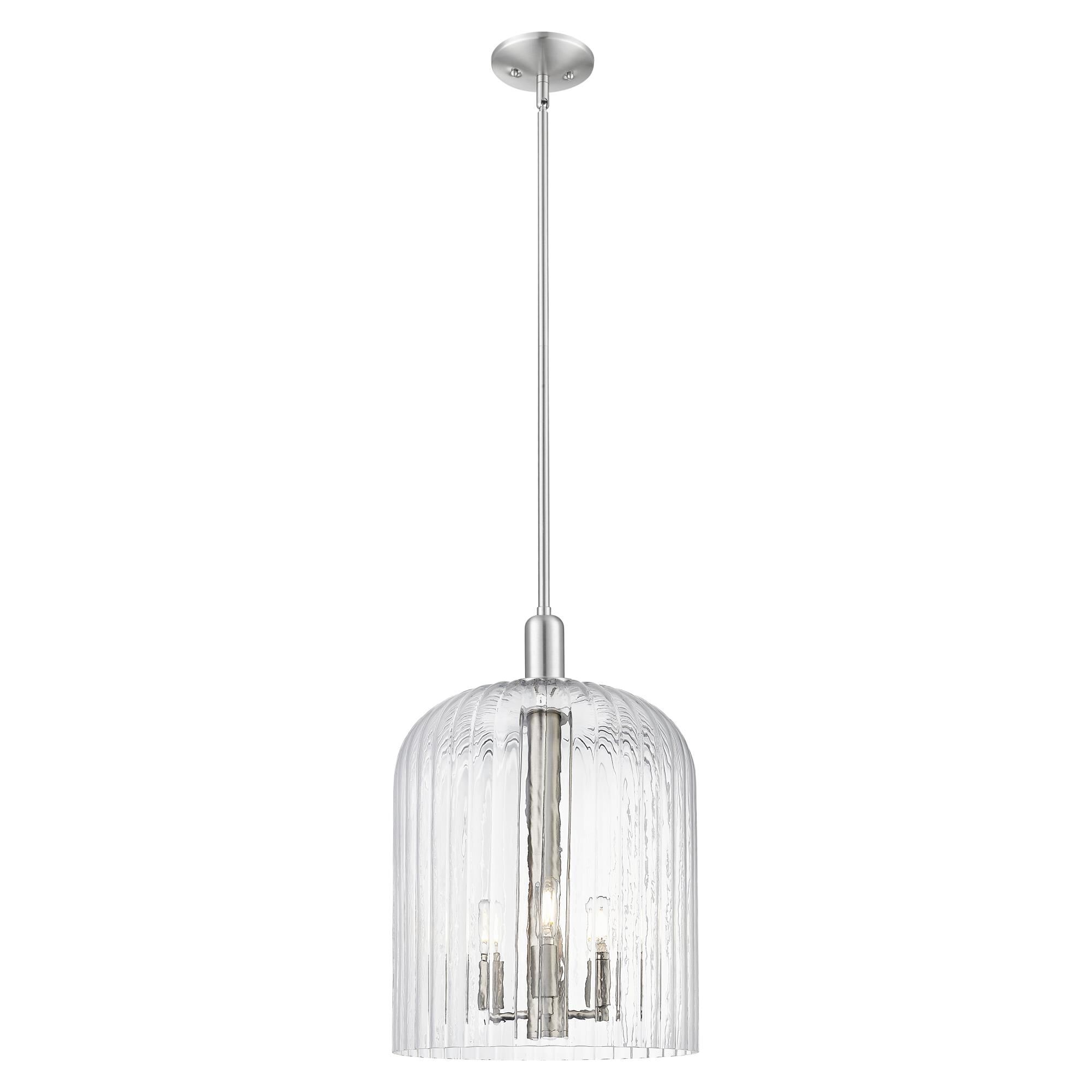 Shown in Brushed Satin Nickel finish and Clear glass