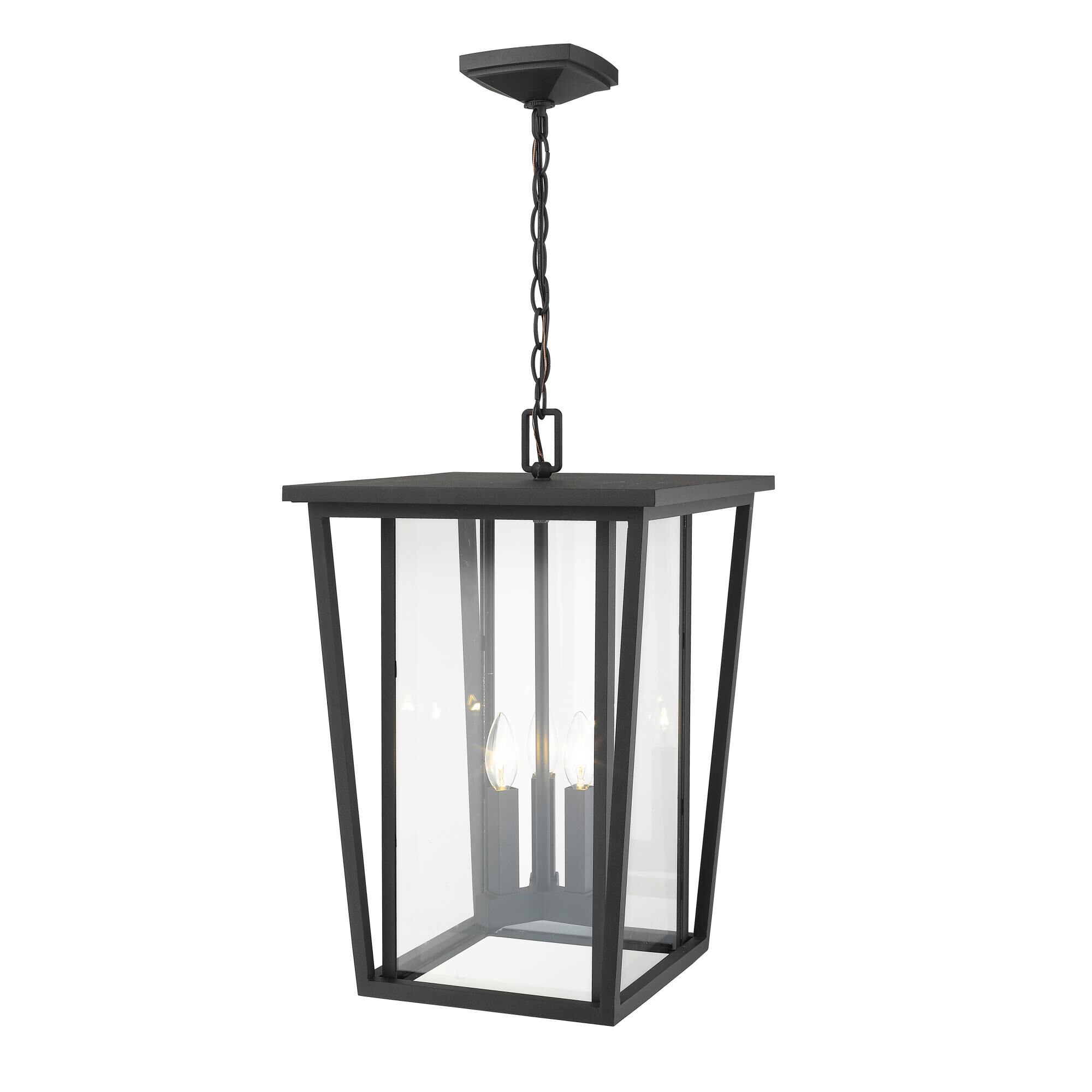 Shown in Black finish and Glass shade