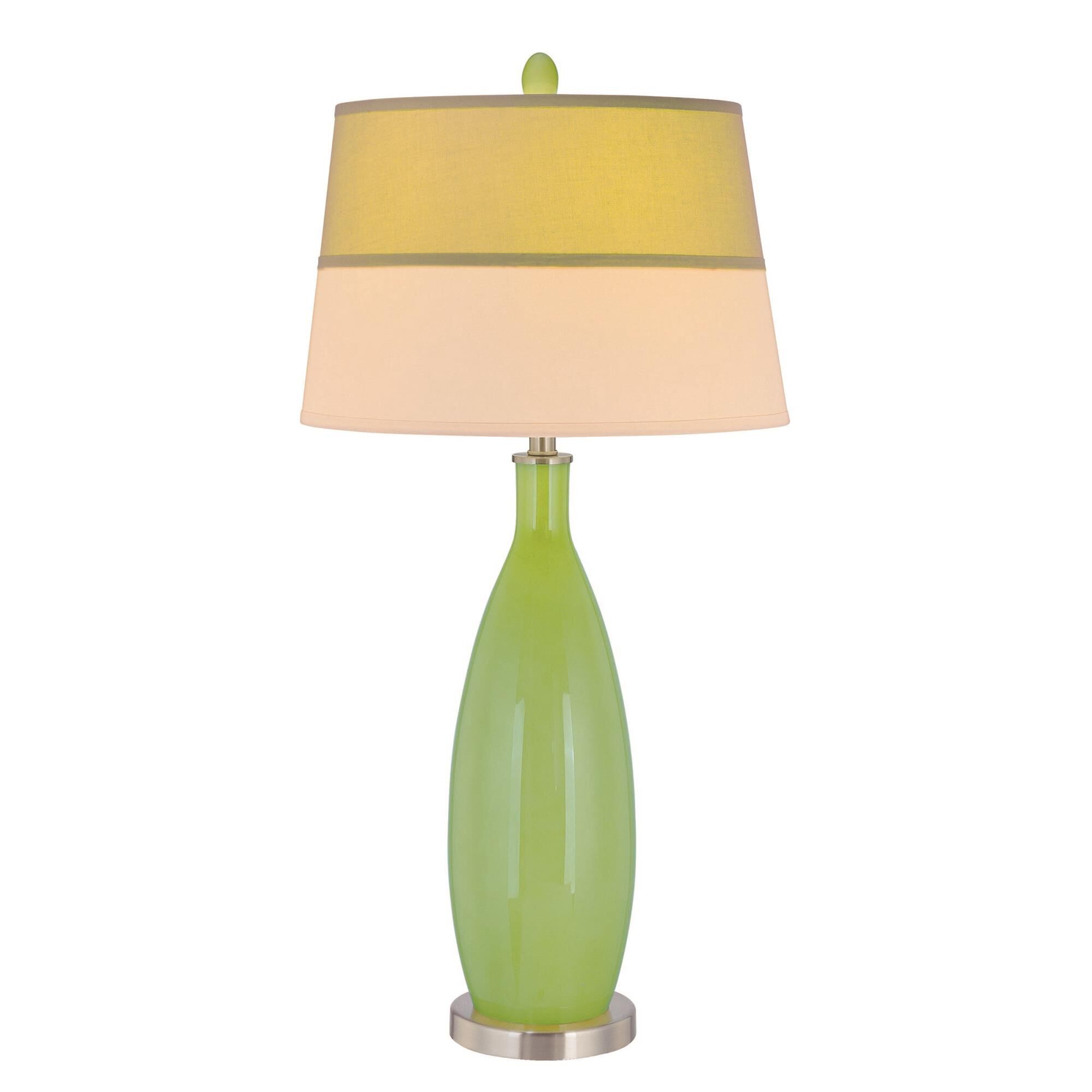 Shown in Polished Steel-Light Green finish and Fabric shade
