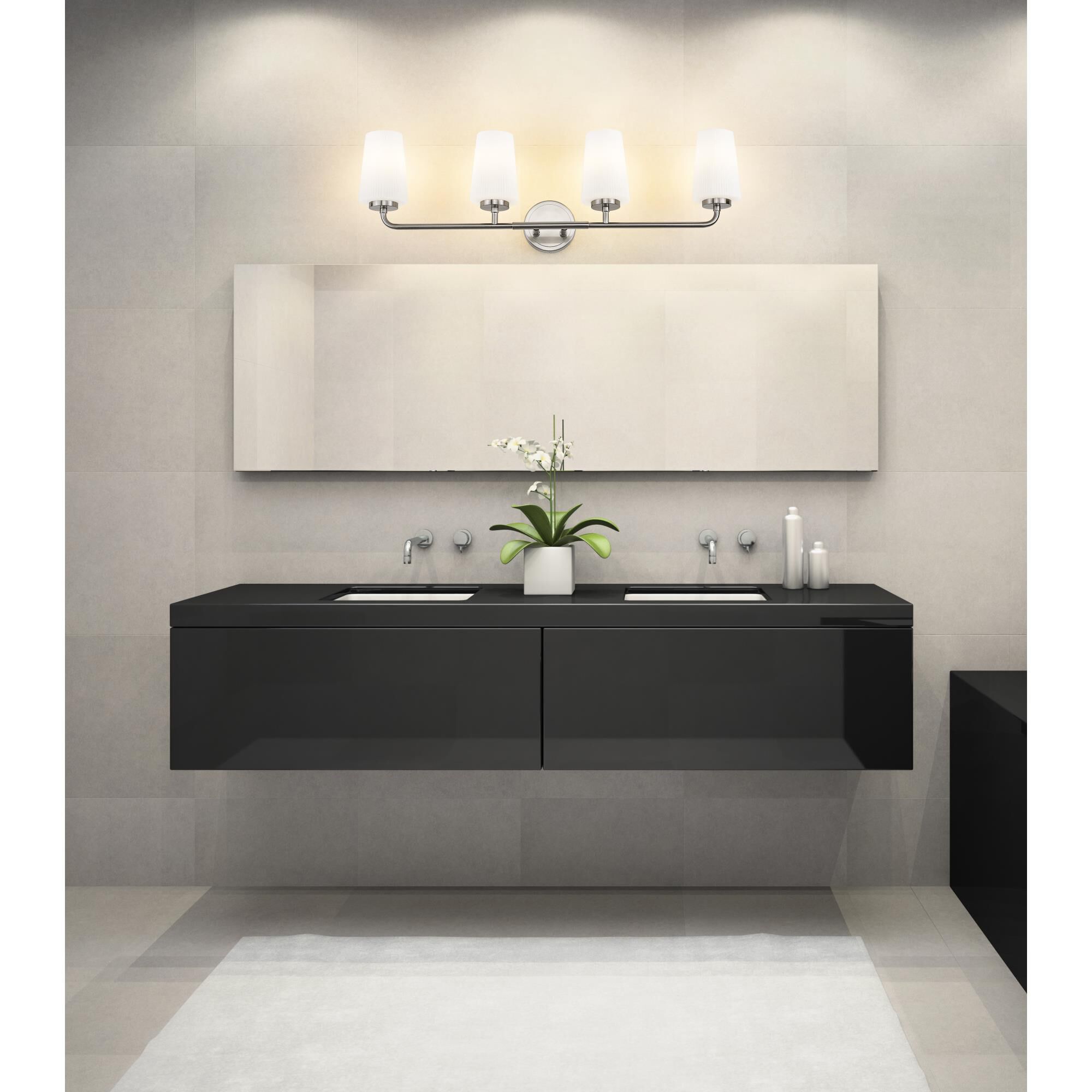 Shown in Brushed Nickel finish and Matte Opal glass and Matte Opal shade