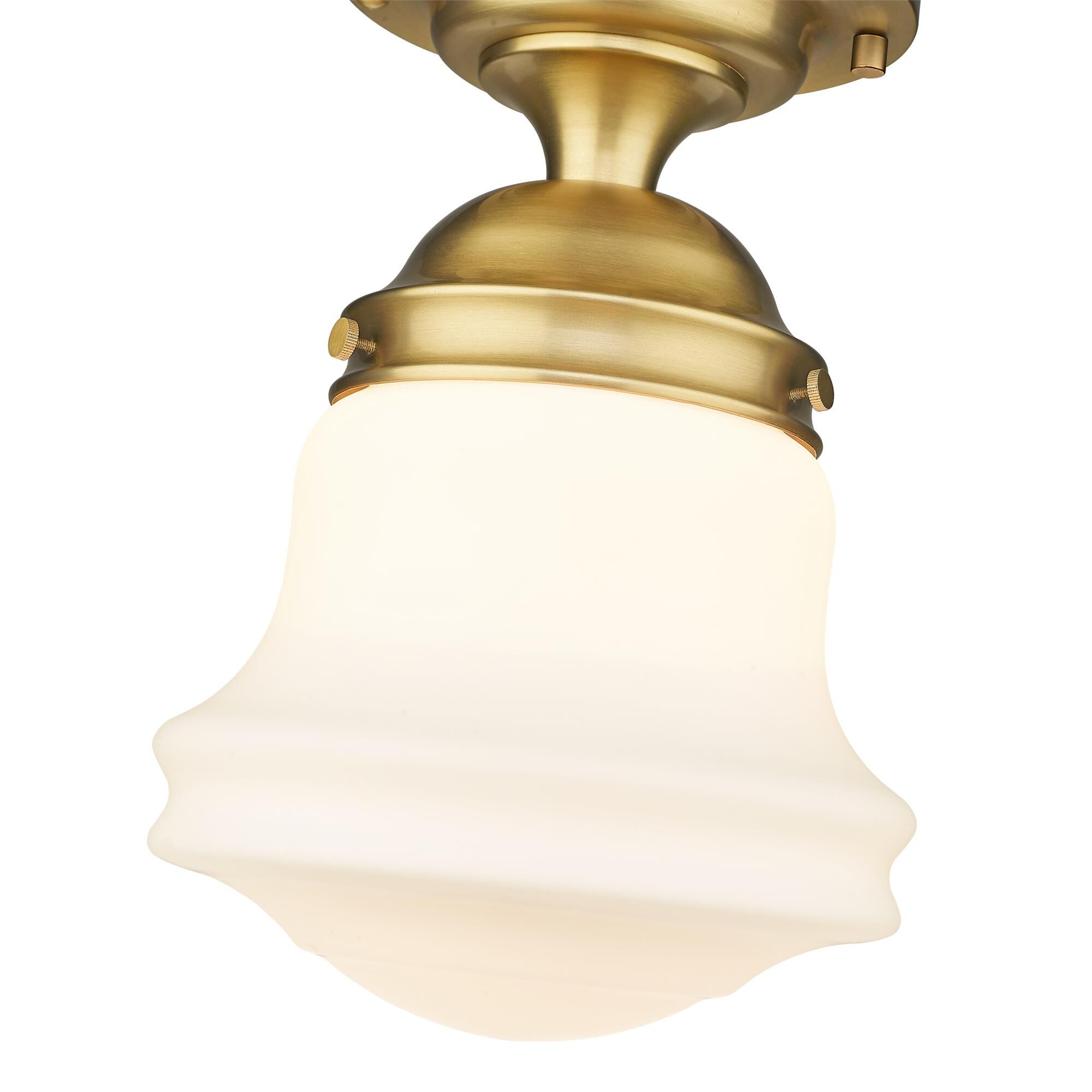 Shown in Heritage Brass finish and Matte Opal glass