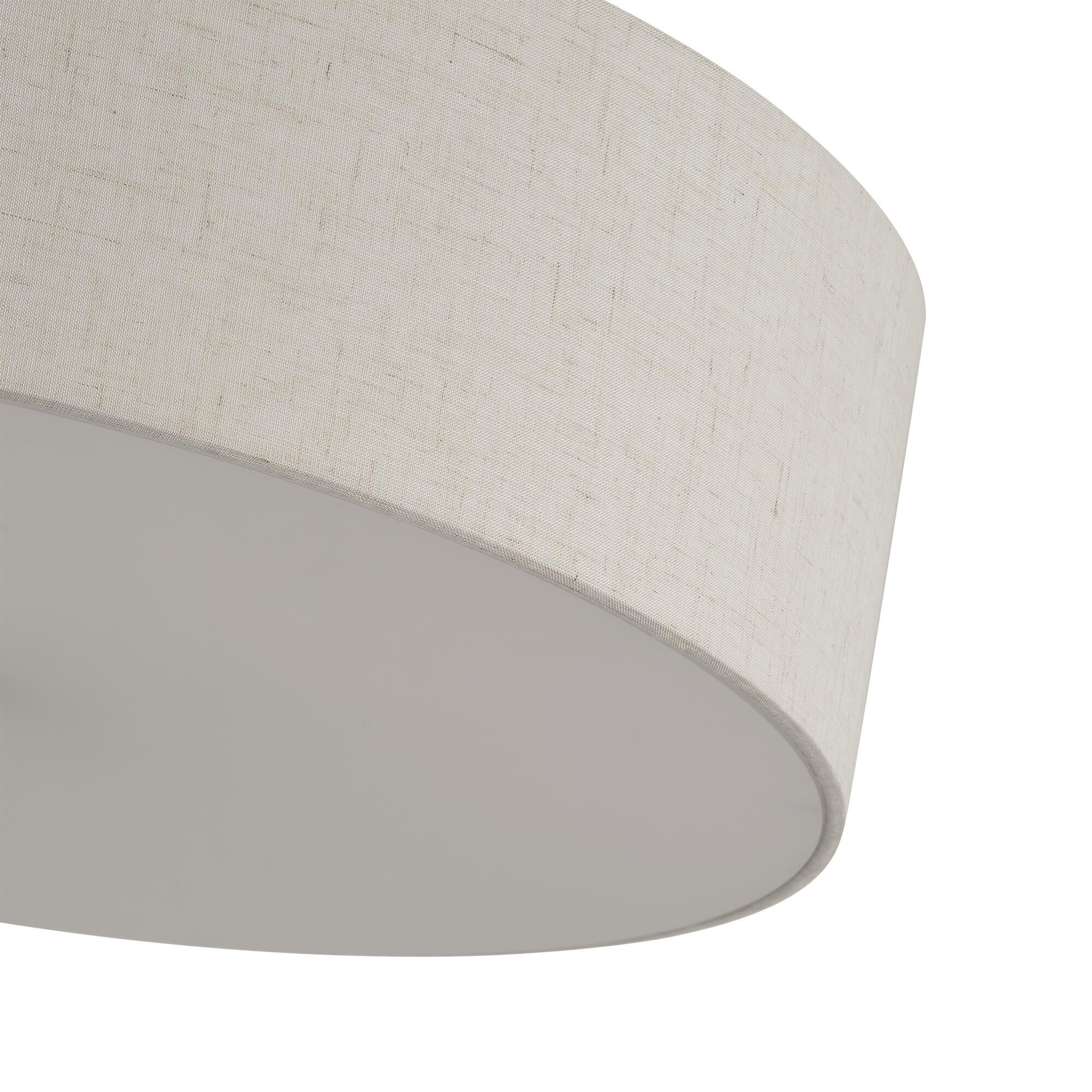 Shown in Antique Brass finish and Hand Crafted Oatmeal Color Fabric with White Color Inside shade