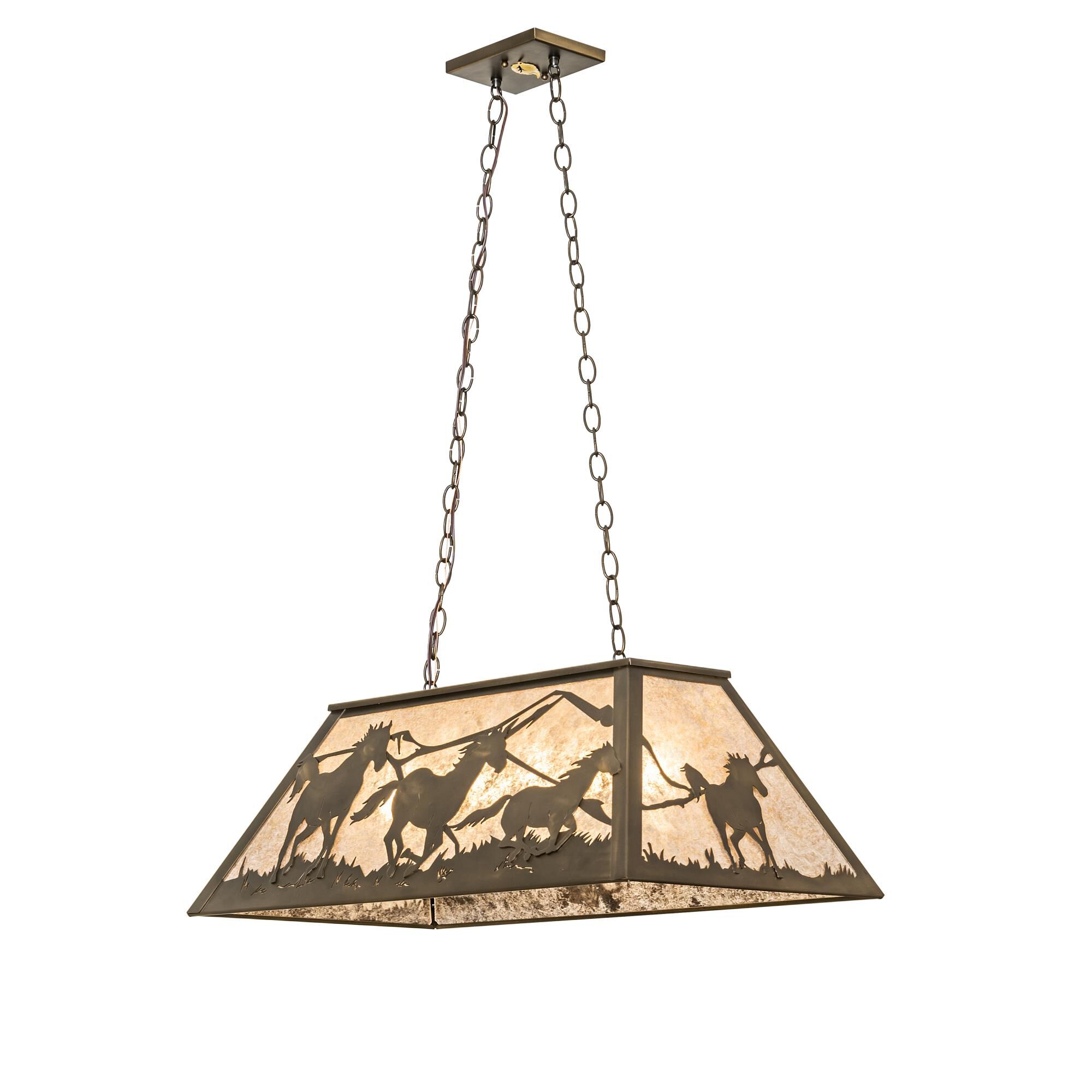 Shown in Antique Copper Finish finish and Silver Mica glass