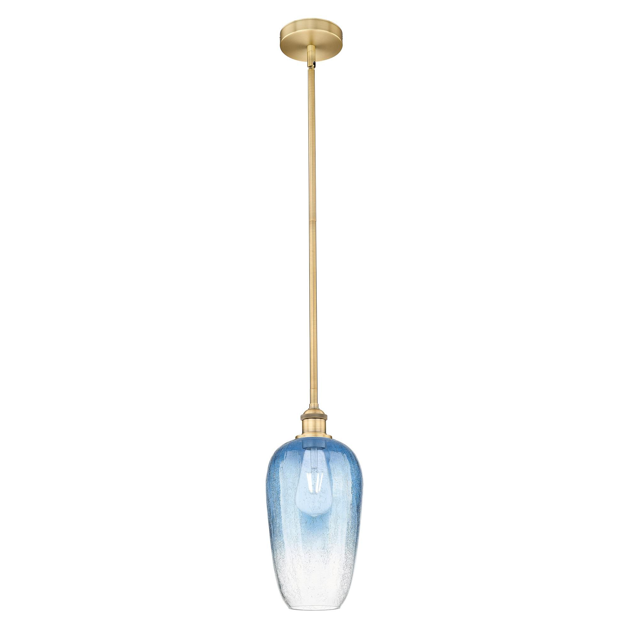 Shown in Brushed Brass finish and Sapphire Blue glass