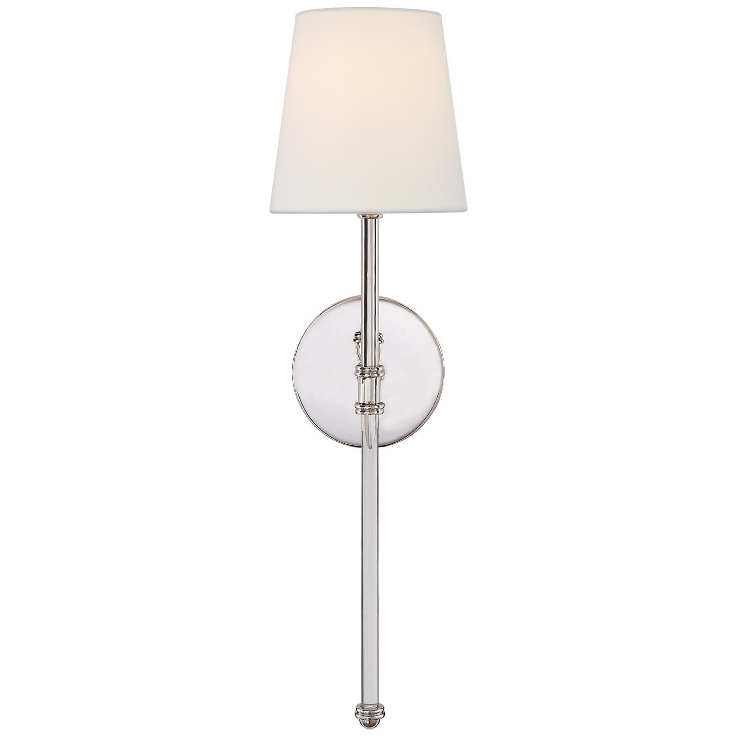 Shown in Polished Nickel finish and Linen shade