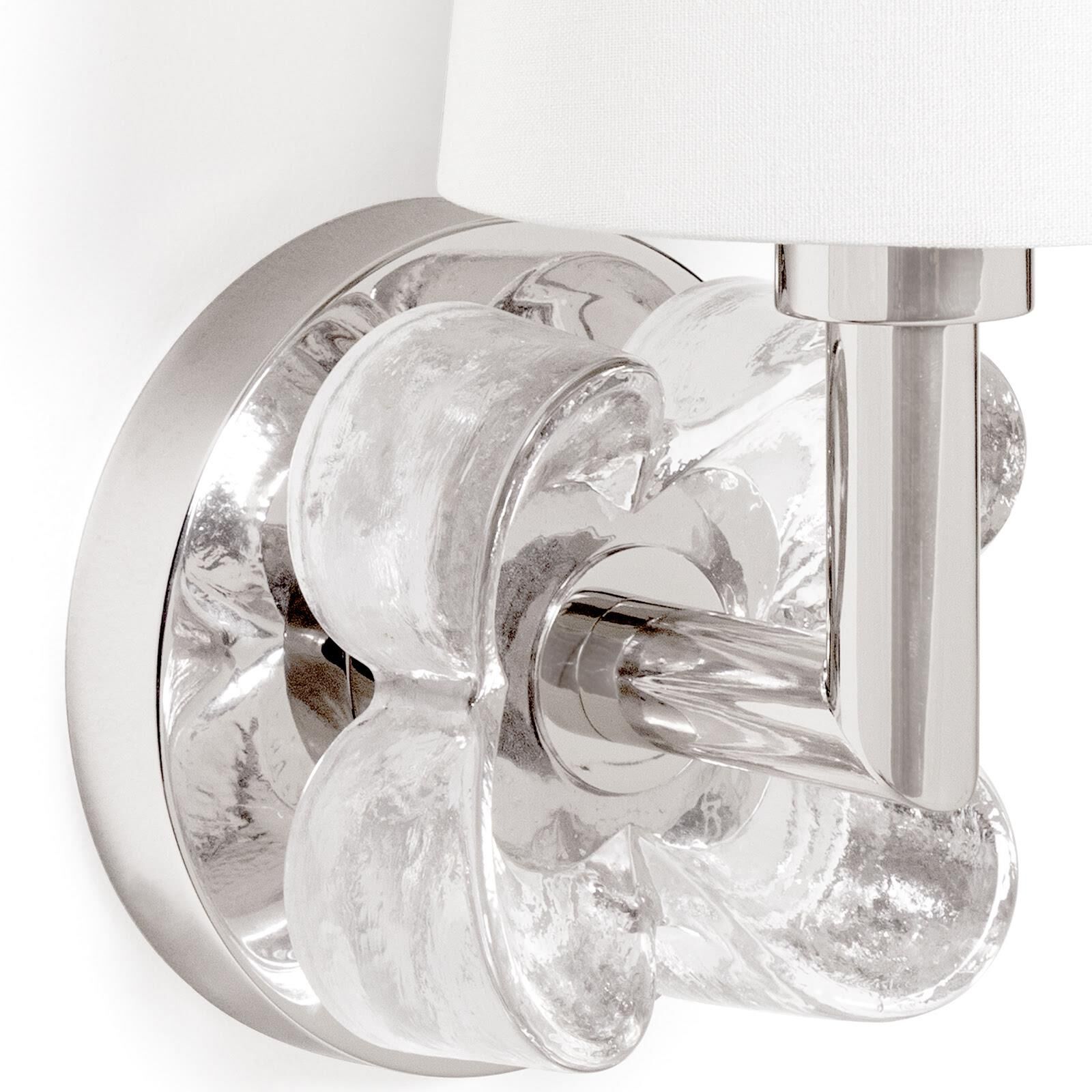 Shown in Polished Nickel finish and Linen shade