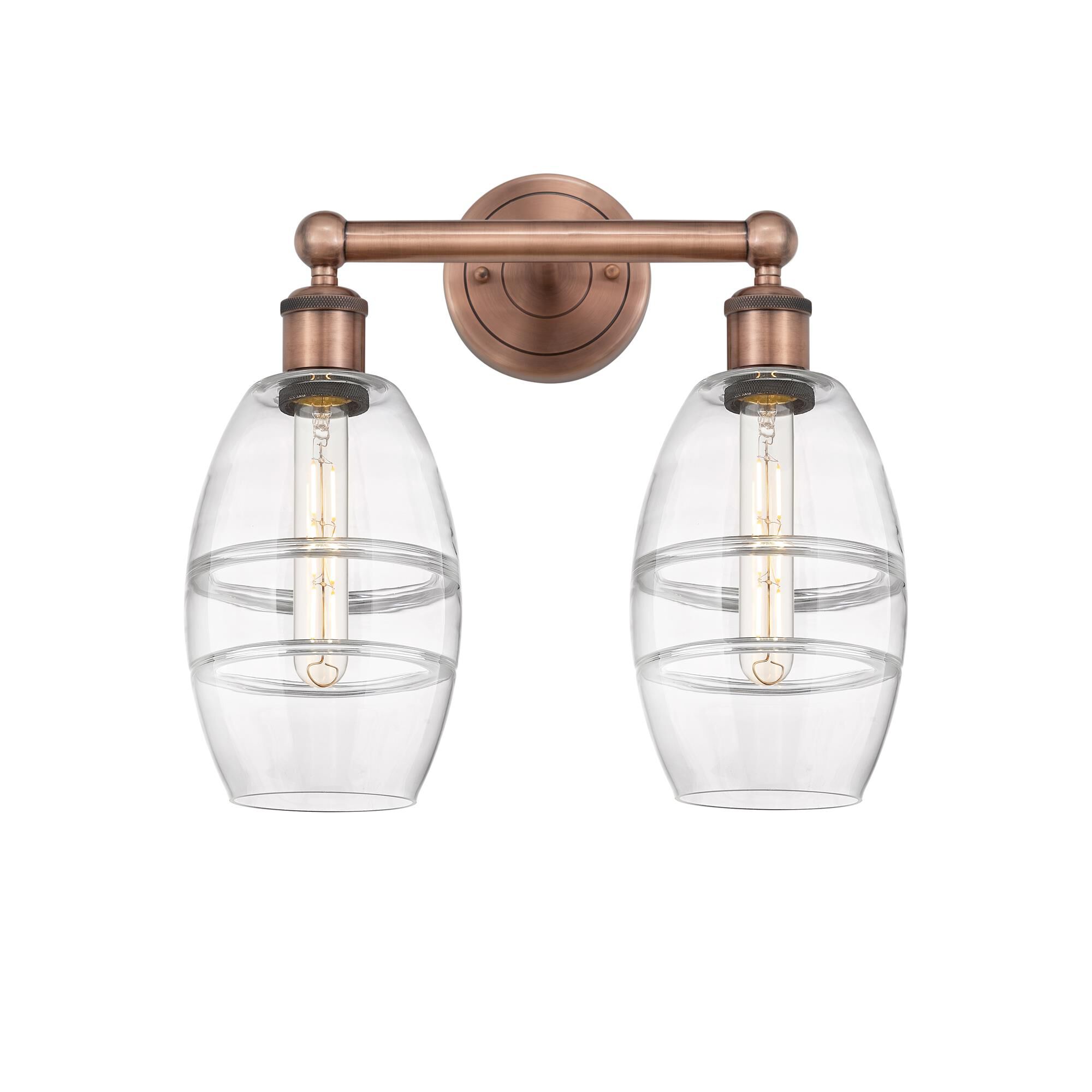 Shown in Antique Copper finish and Clear glass