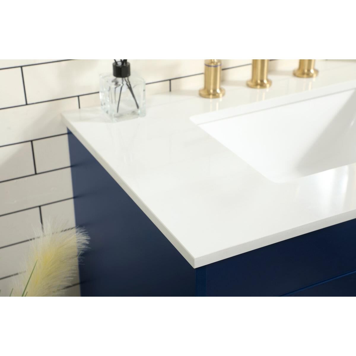 Shown in Blue finish and Without Backsplash accent