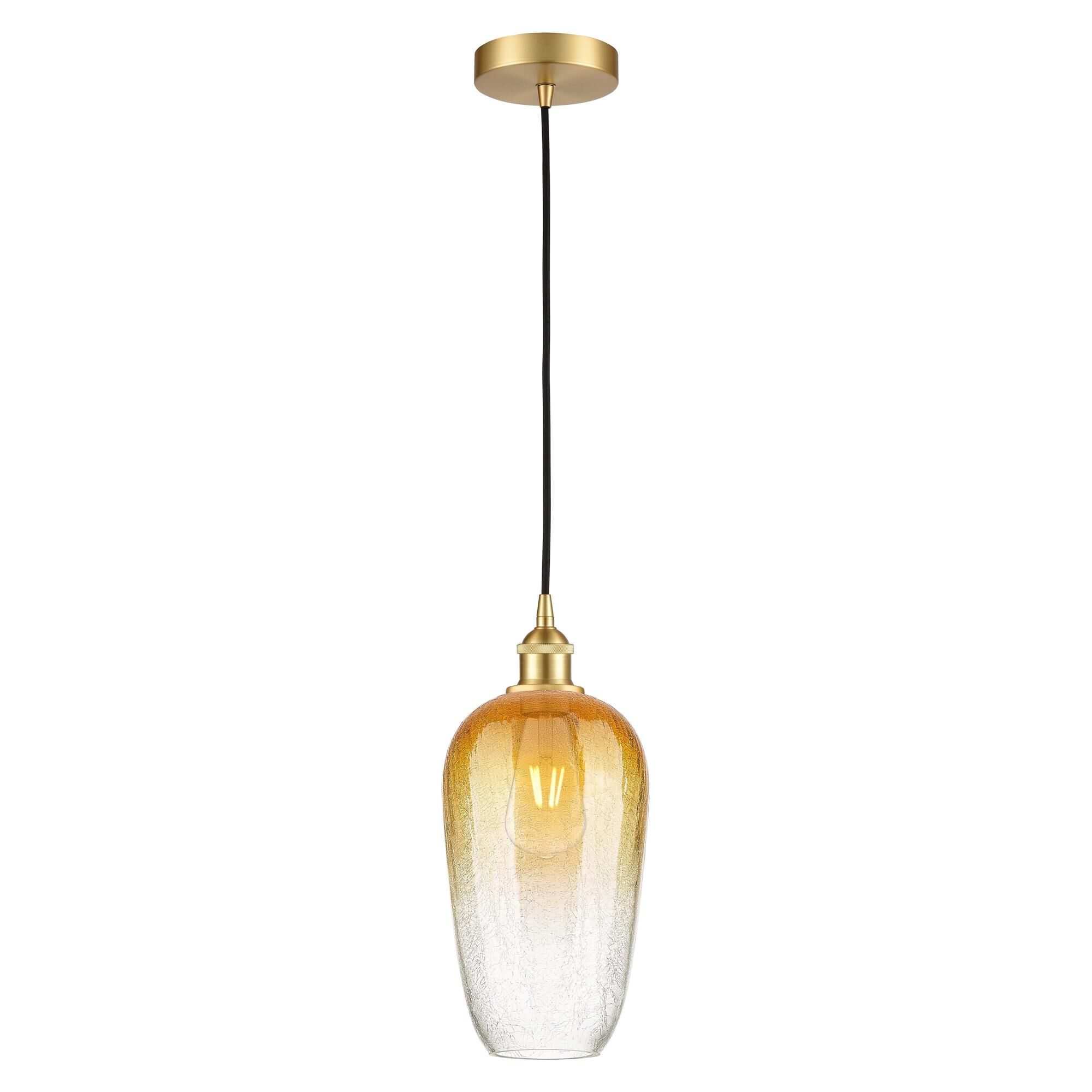 Shown in Satin Gold finish and Amber glass