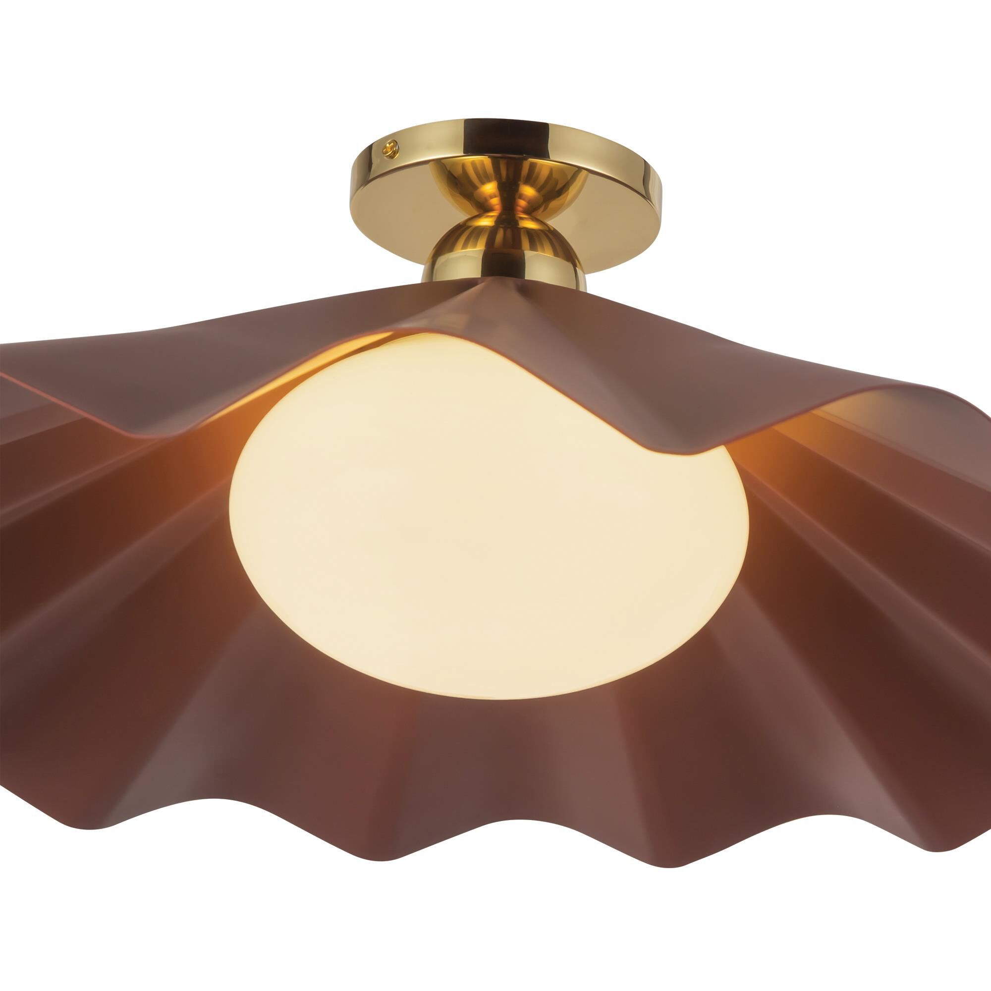 Shown in Burgundy finish and Matte Opal glass