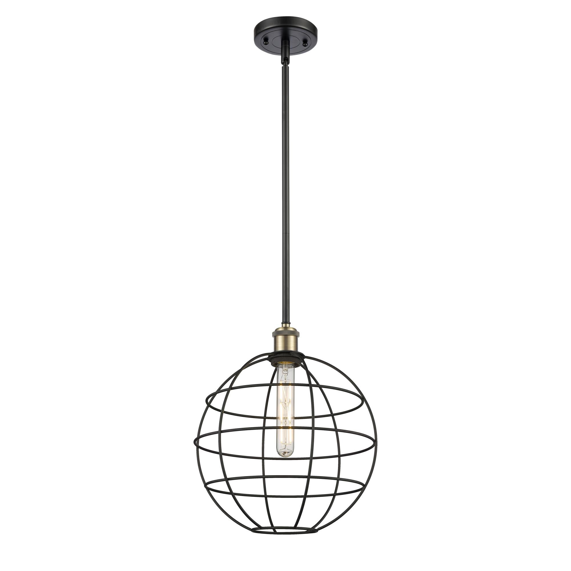 Shown in Black Antique Brass finish and Matte Black shade