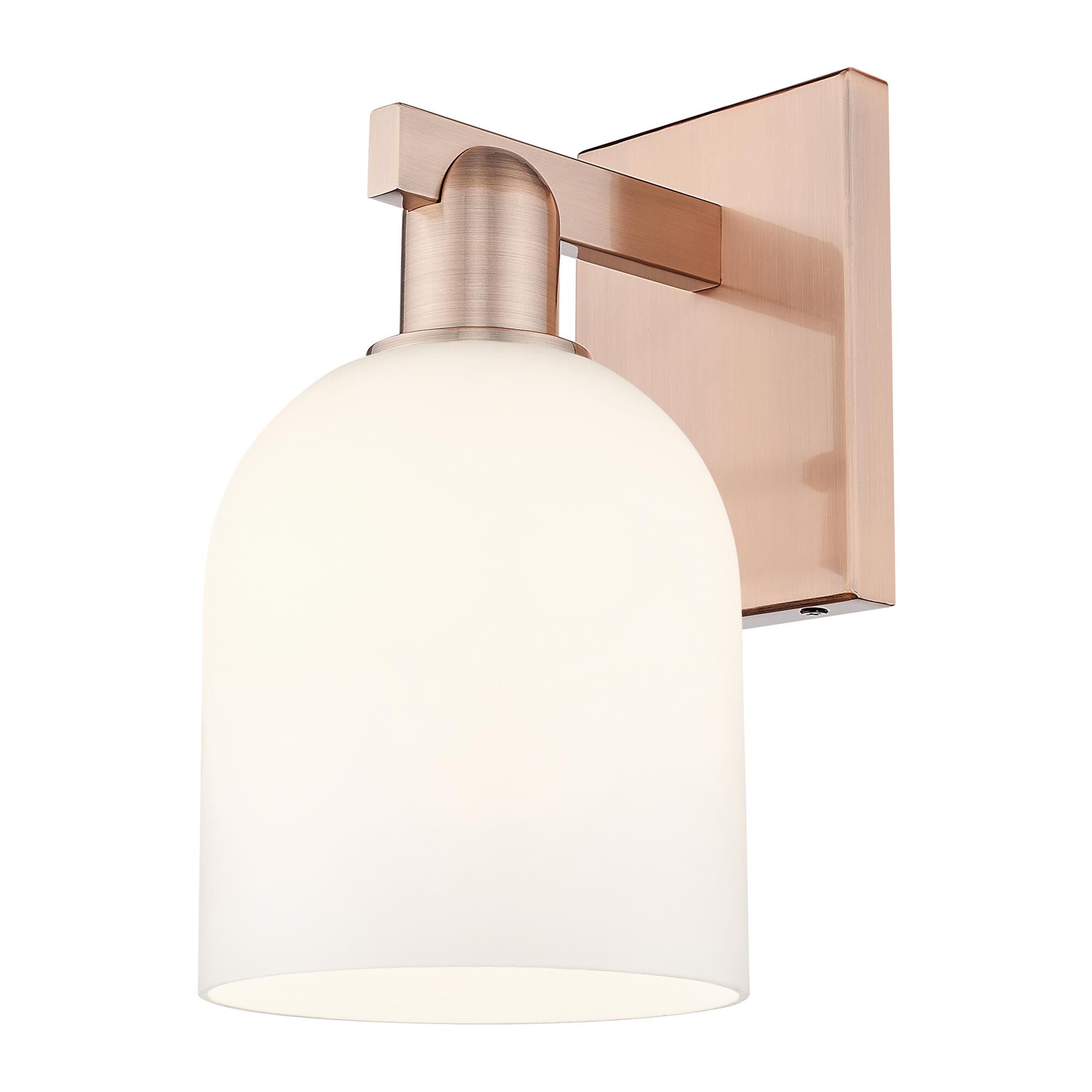 Shown in Antique Copper finish and White glass
