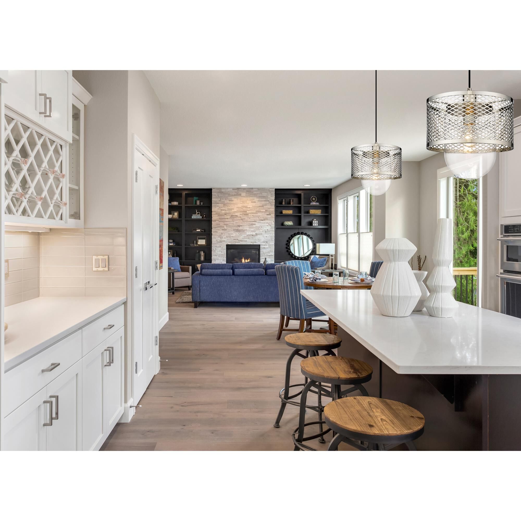 Shown in Polished Nickel finish and Clear glass and Clear shade