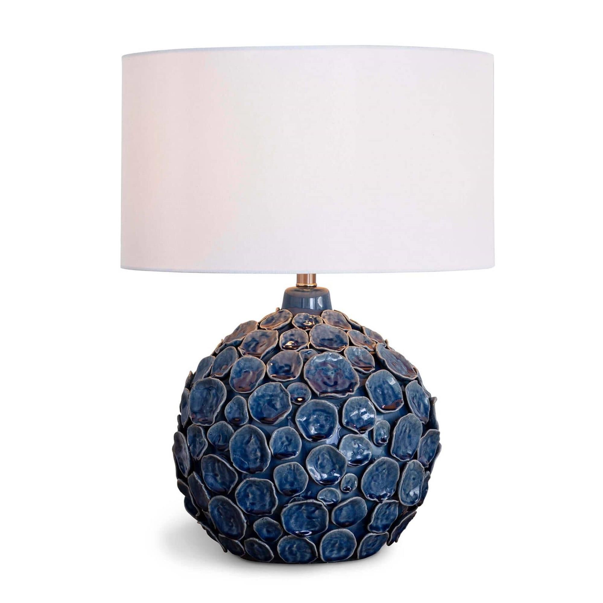 Shown in Blue finish and Linen shade