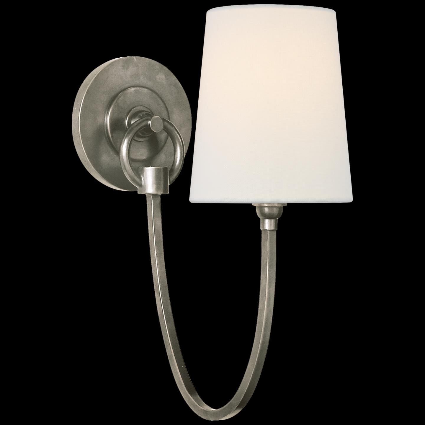 Shown in Antique Nickel finish and Linen shade