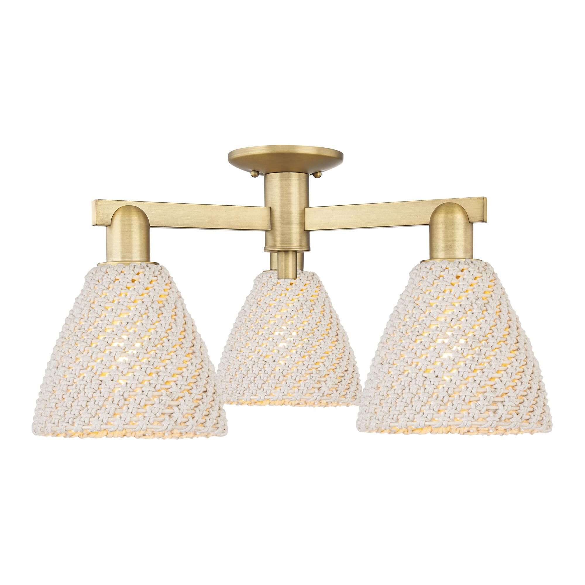 Shown in Brushed Brass finish and Natural shade