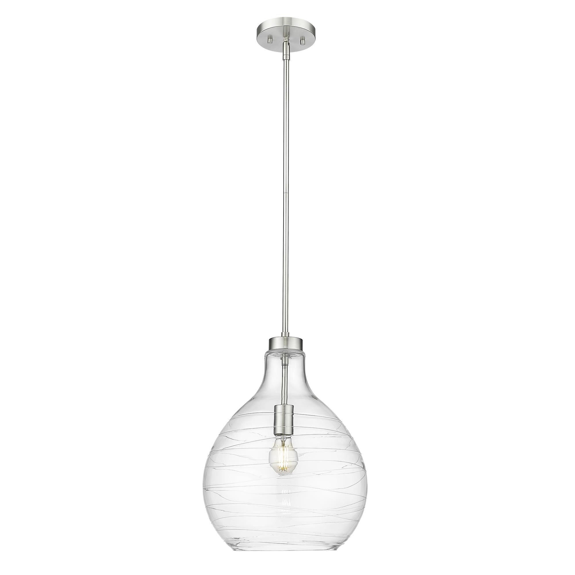 Shown in Brushed Nickel finish and Clear glass and Clear shade
