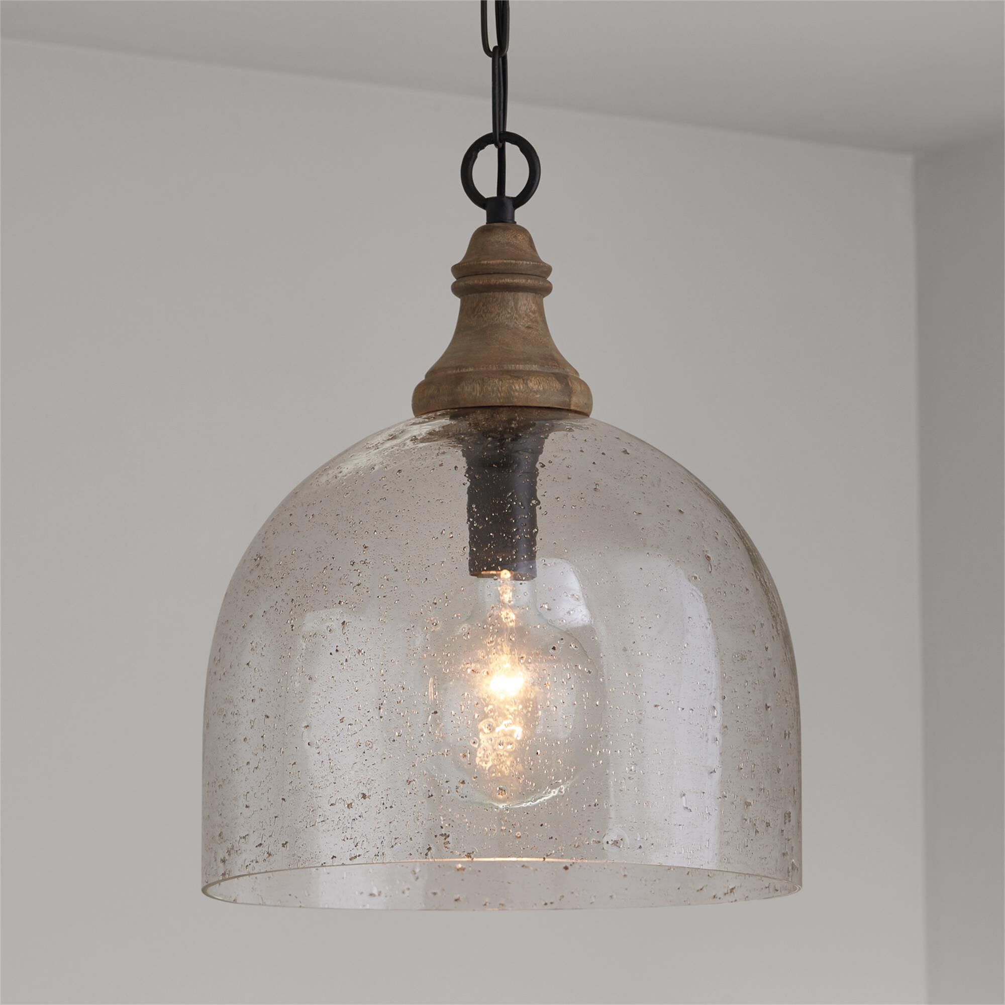 Shown in Grey Wash And Dark Pewter finish and Clear Seeded glass