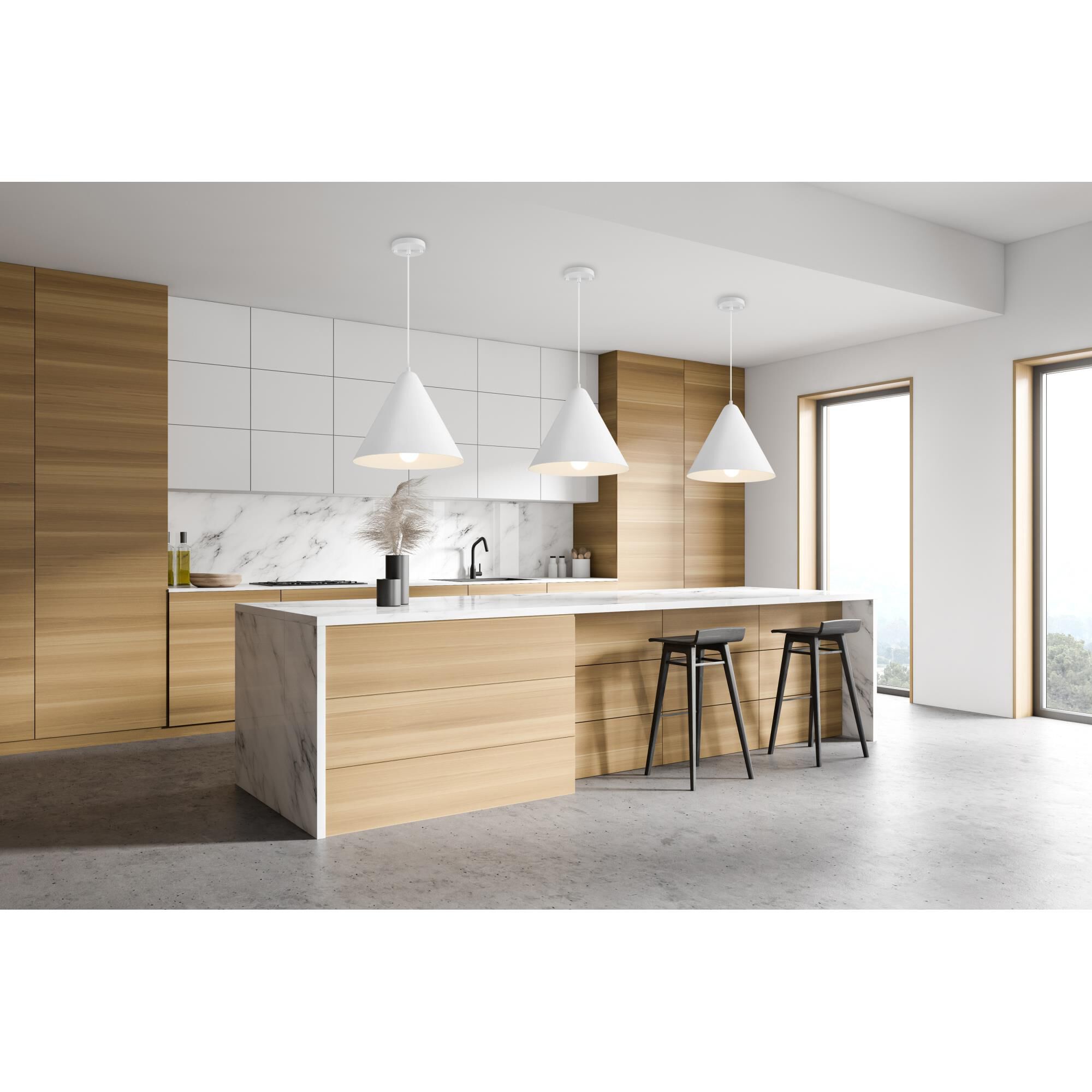 Shown in Matte White finish and Matte White Steel shade