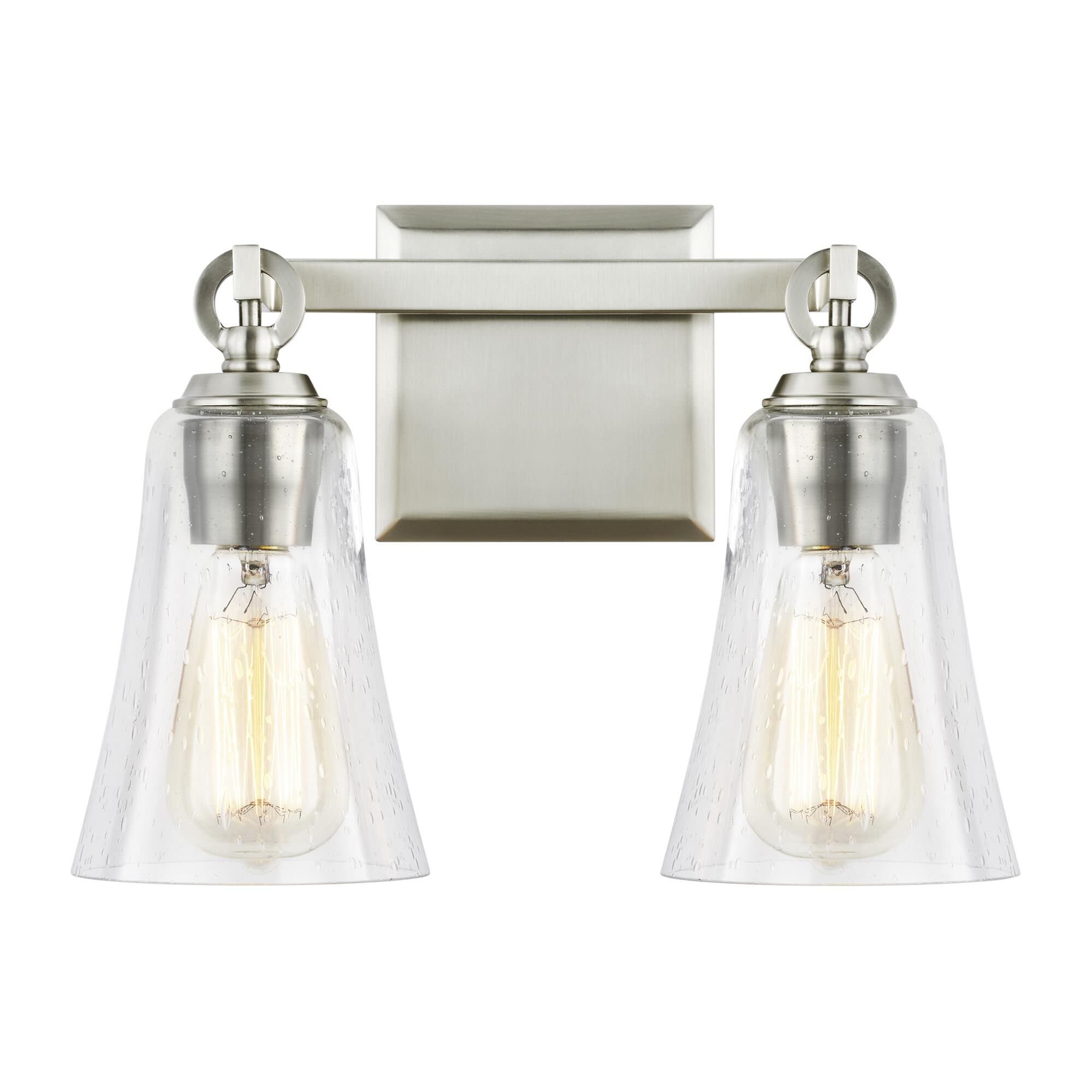 Shown in Satin Nickel finish and Clear Seeded glass