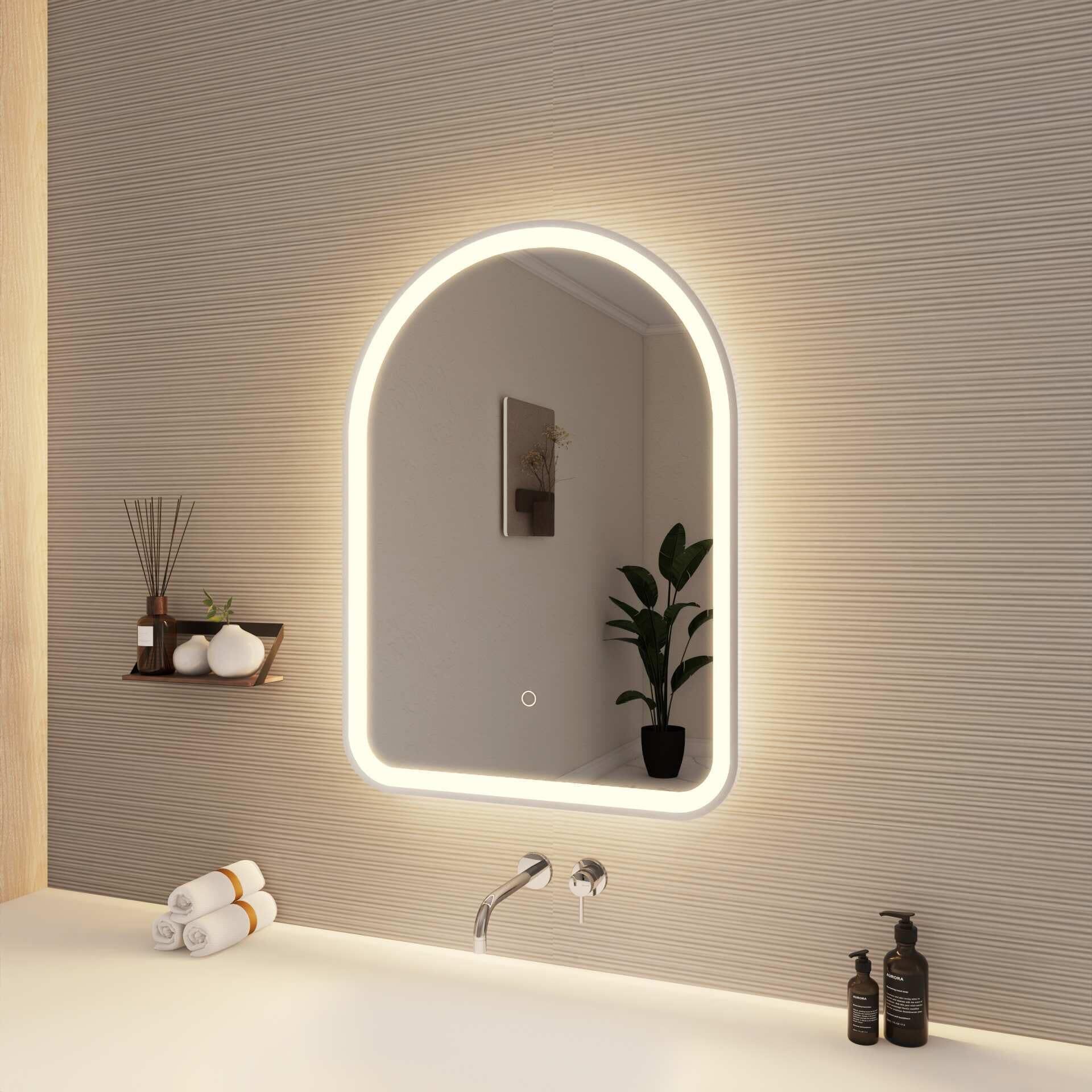 Harmoni 30 Inch Arched LED Lighted Mirror by Elegant Decor