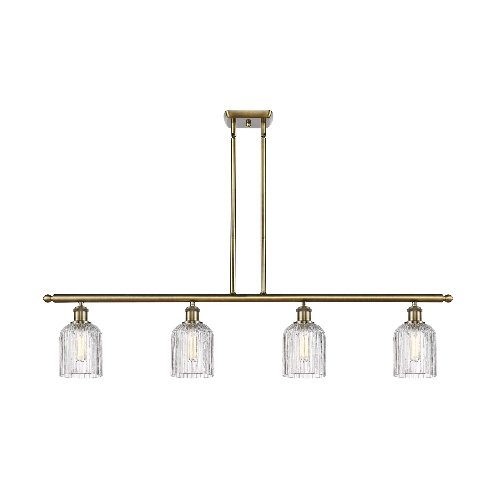 Shown in Antique Brass finish and Clear glass