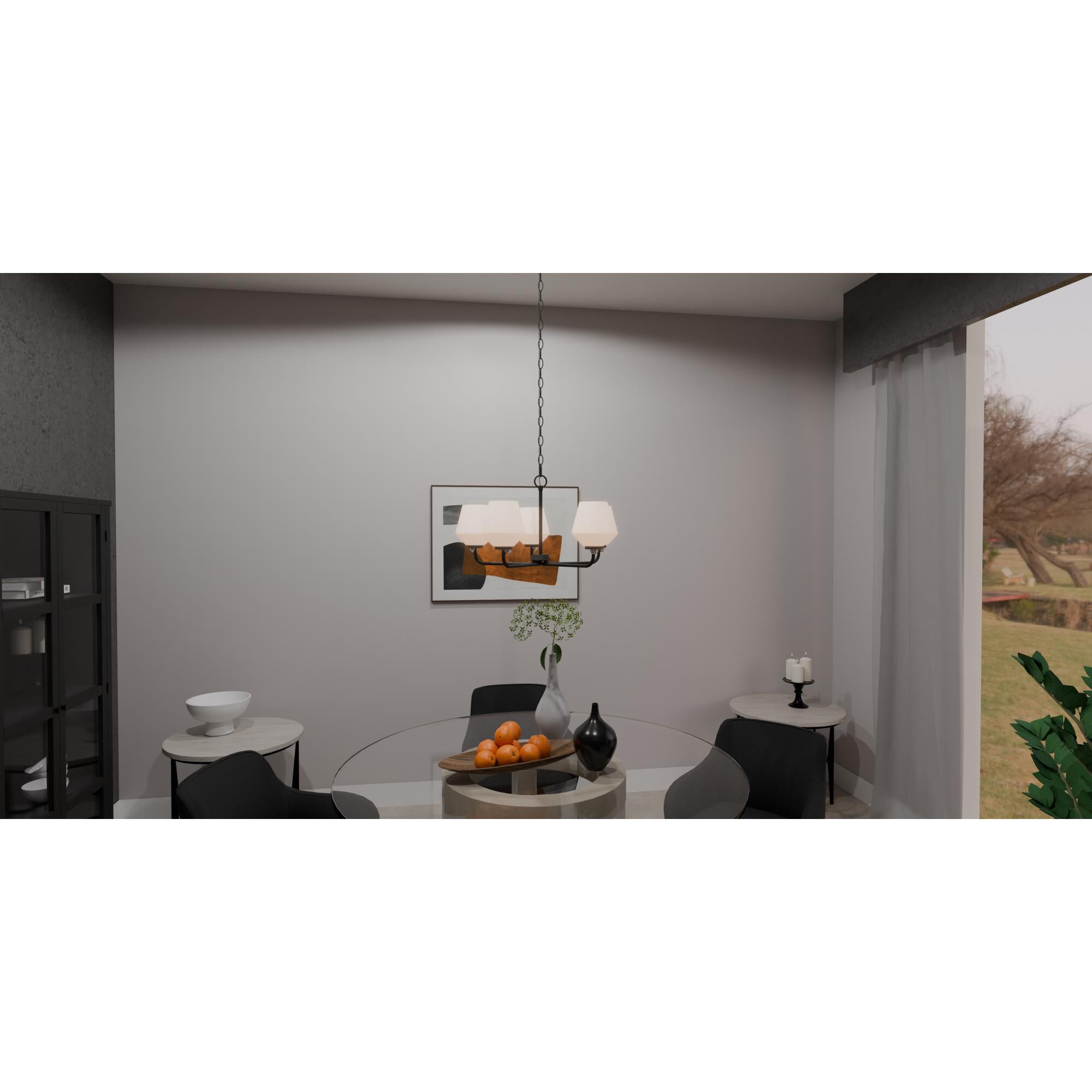 Shown in Matte Black finish and Opal Etched glass