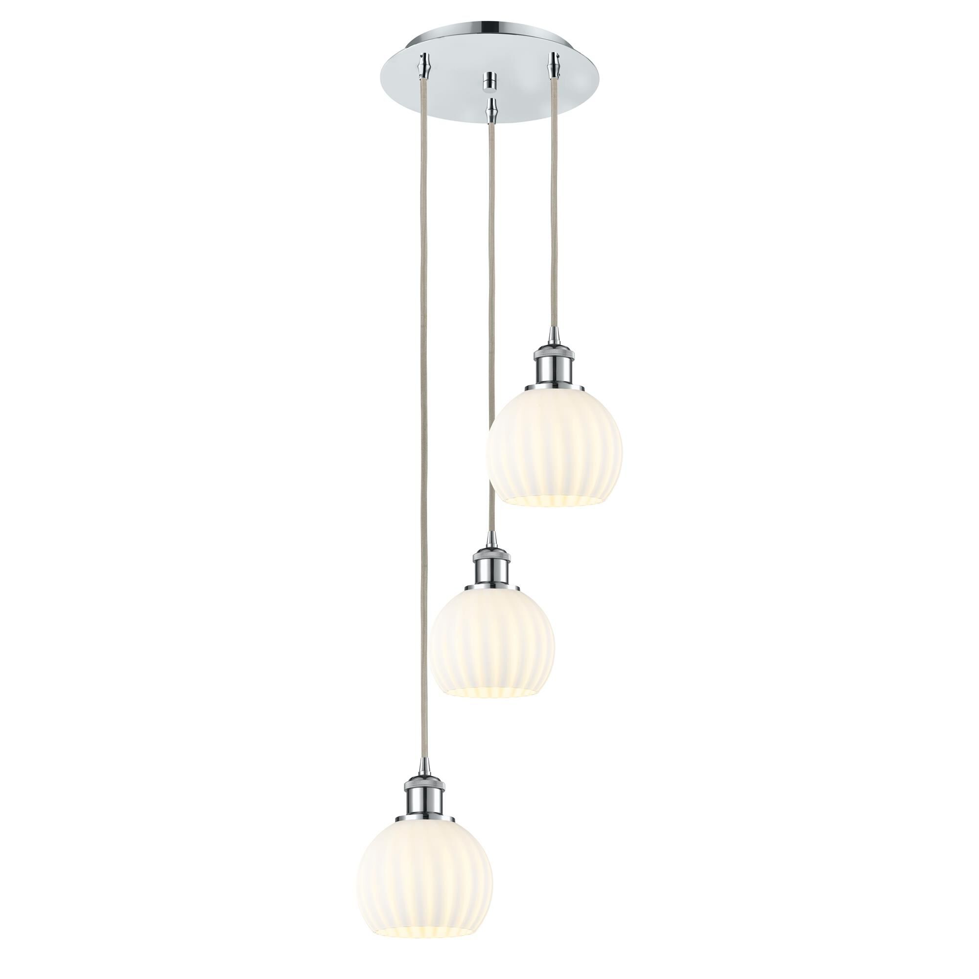 Shown in Polished Chrome finish and White Venetian glass