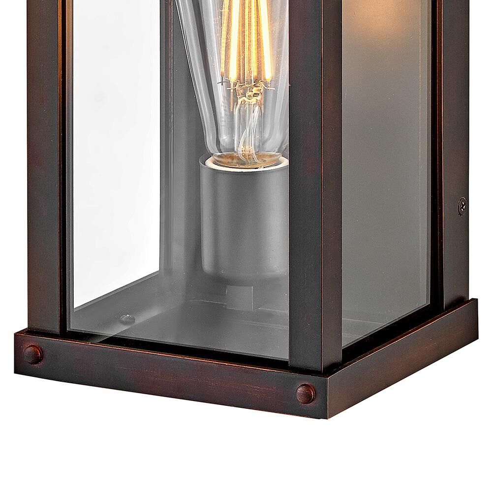 Shown in Blackened Copper finish and Clear glass