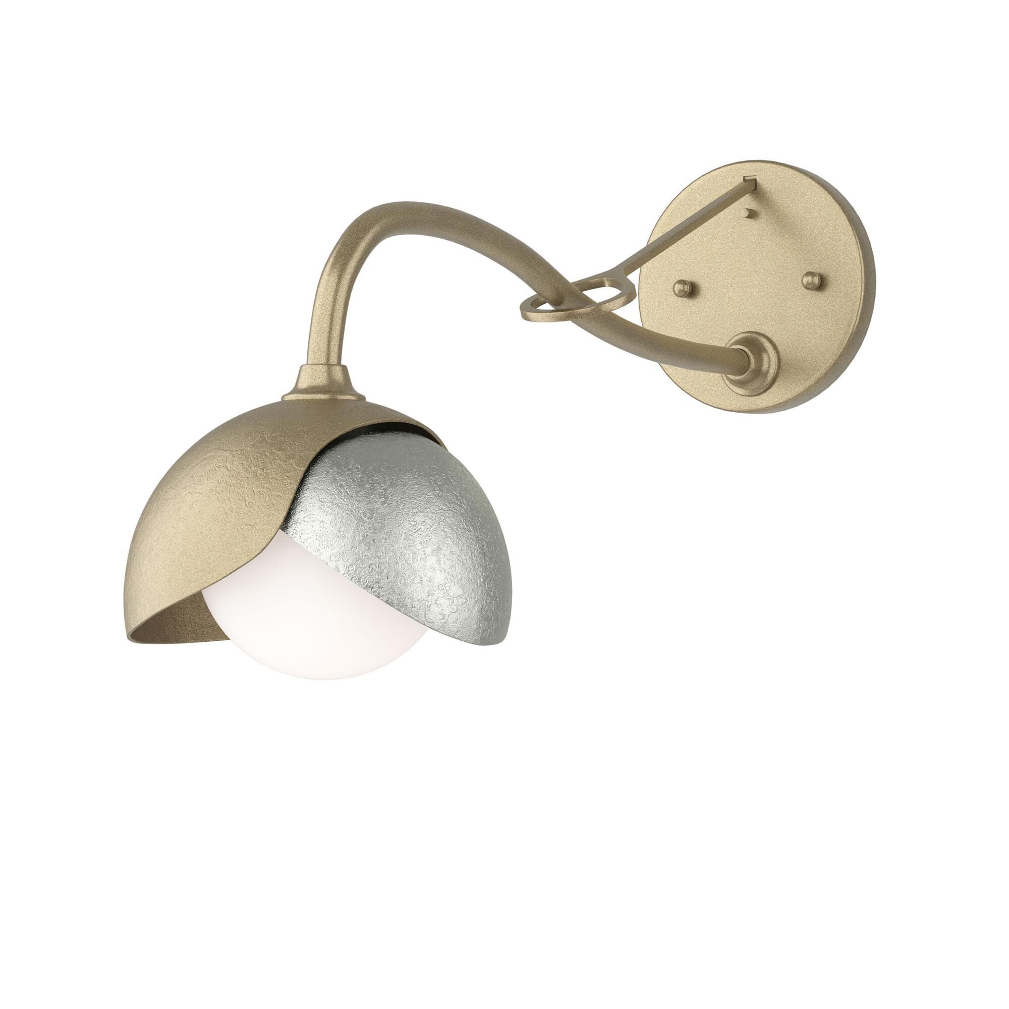 Shown in Soft Gold finish and Opal glass and Sterling (85) accent