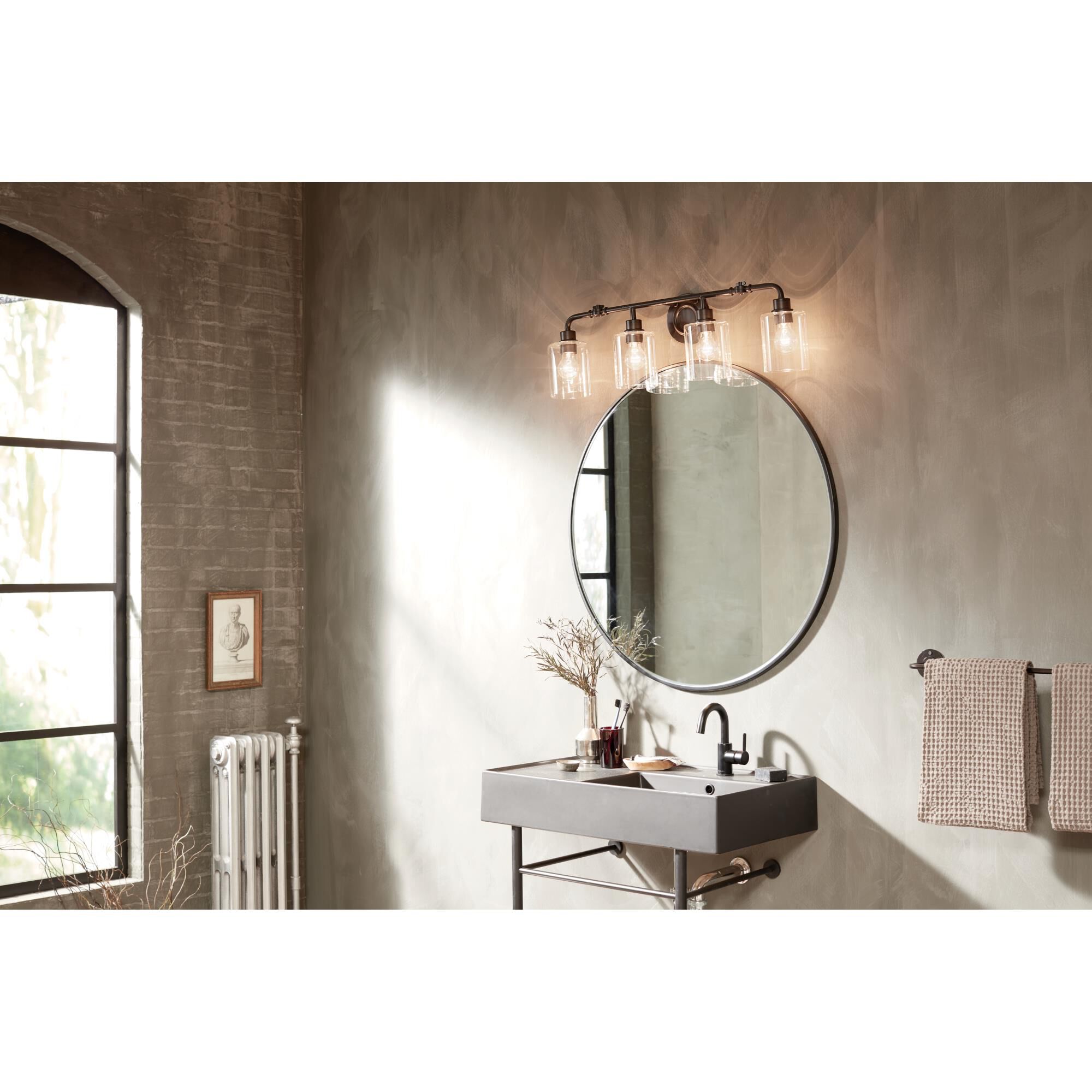 Shown in Black finish and Clear glass