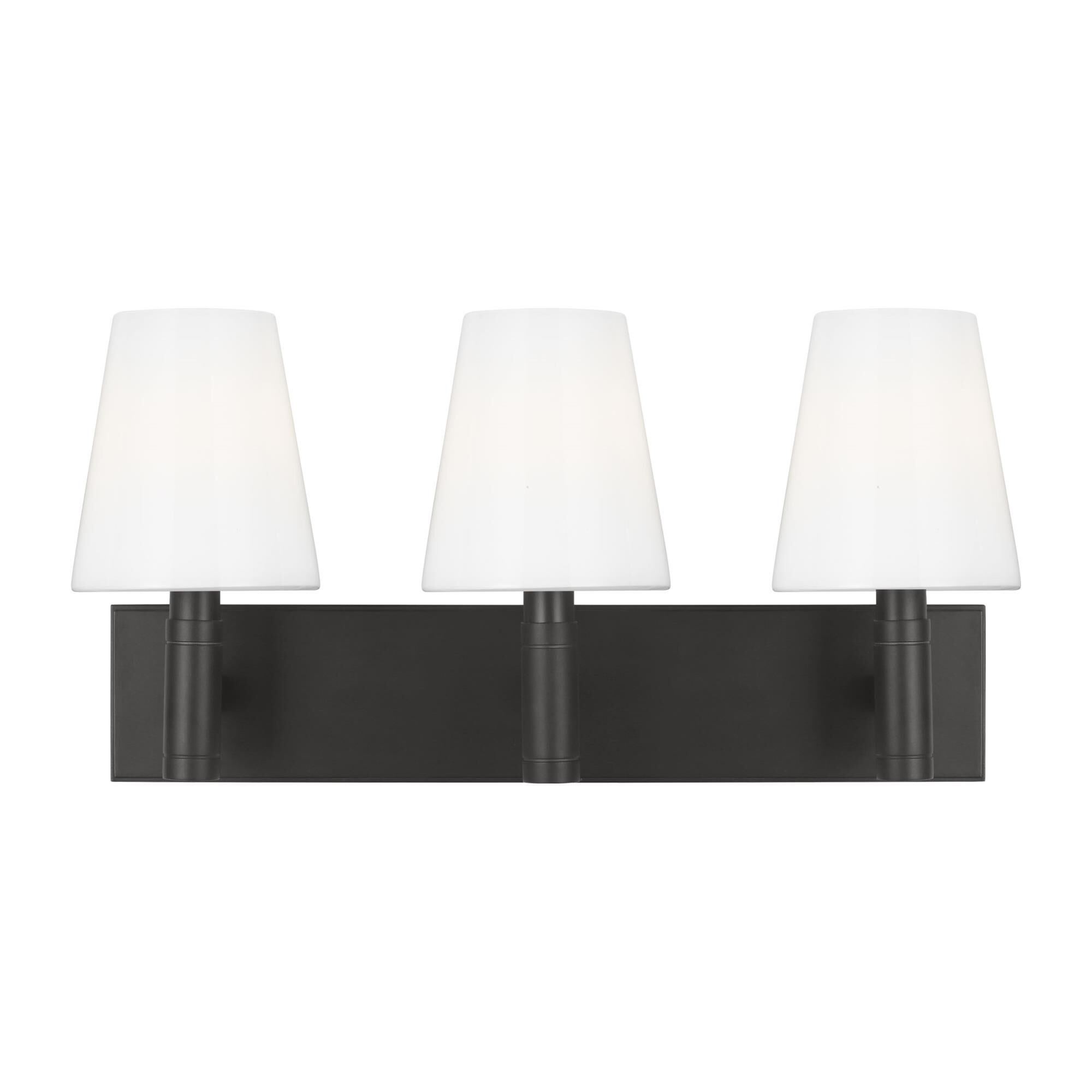 Shown in Aged Iron finish and Milk glass