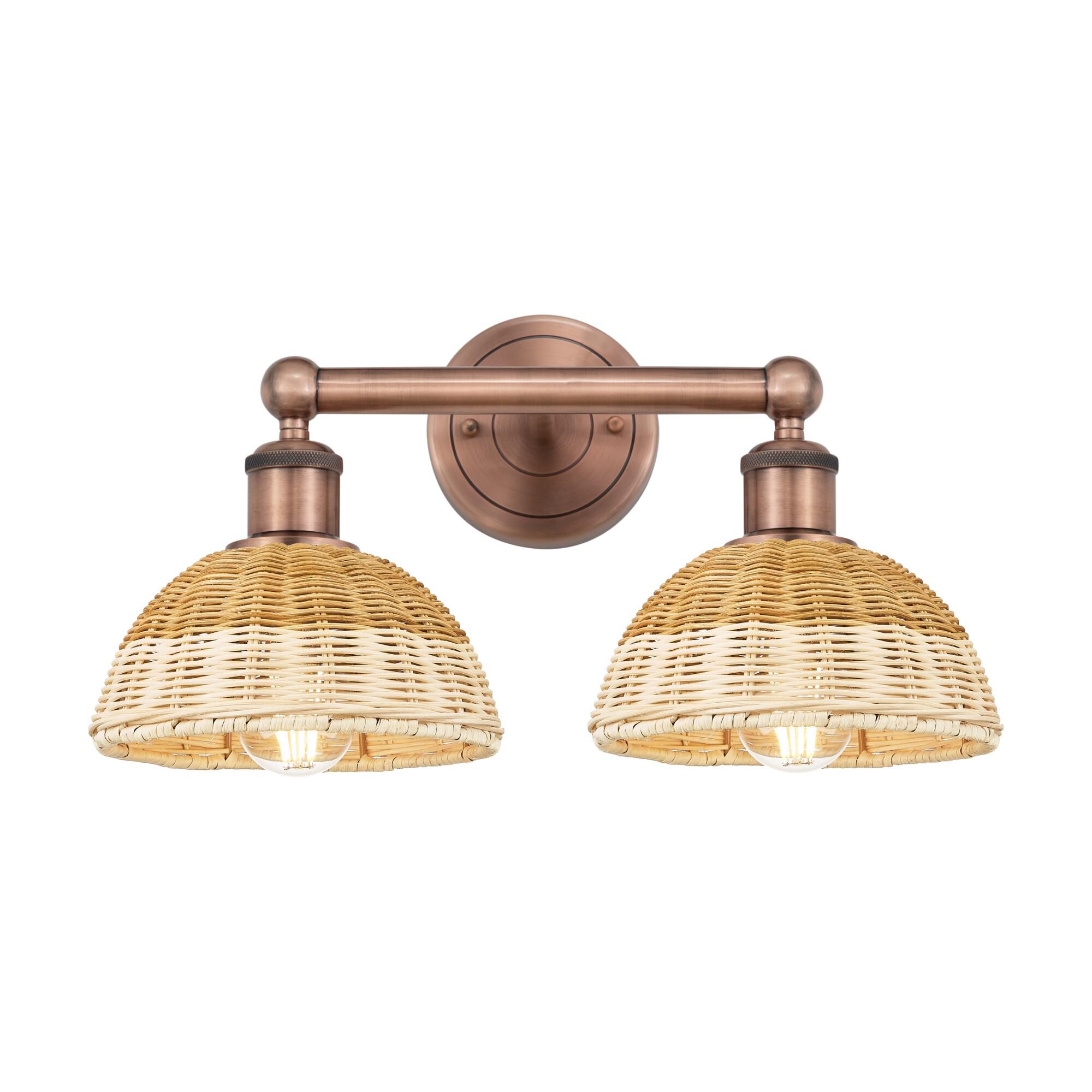 Shown in Antique Copper finish and Natural shade